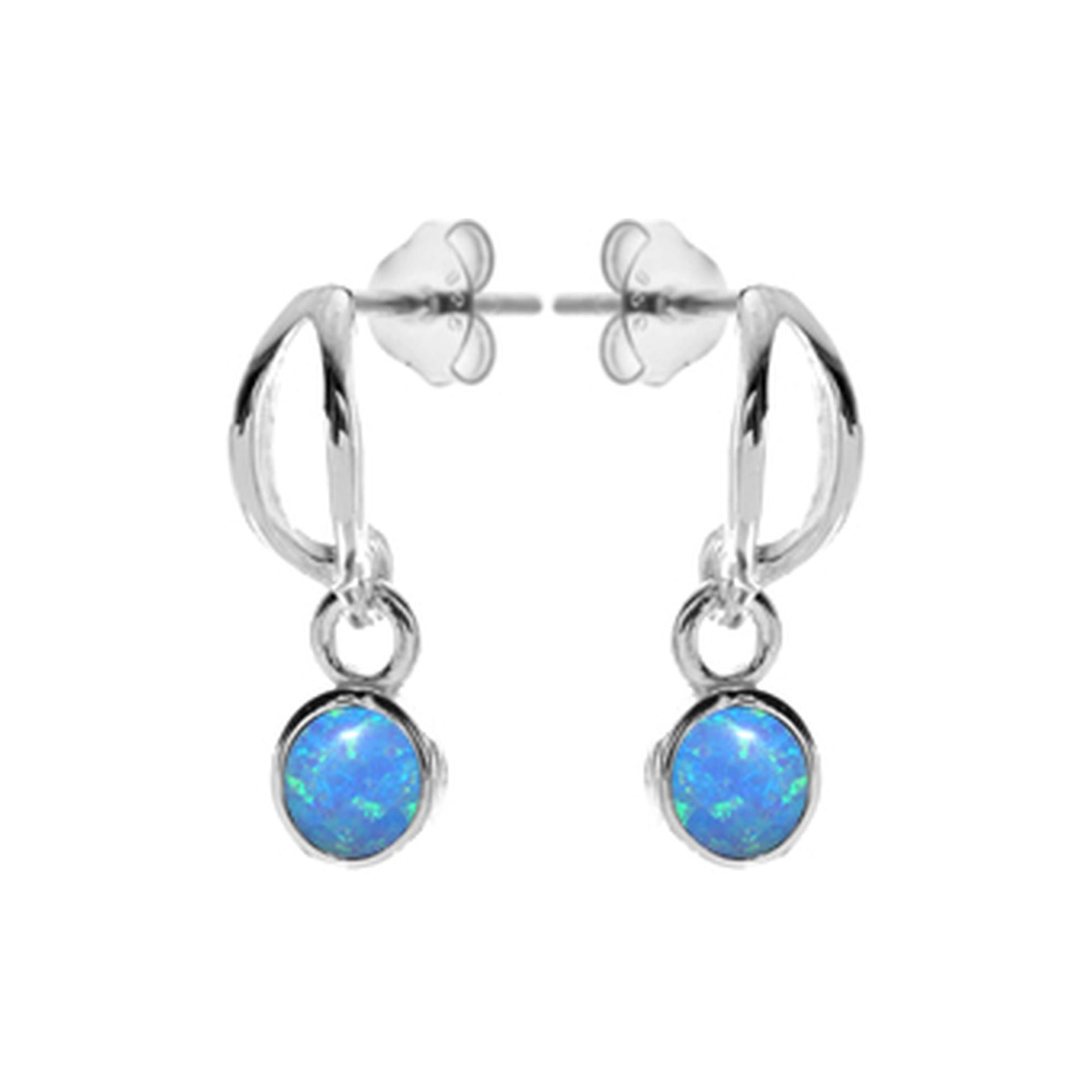 Angelica ellipse stud earrings with blue opalique drops