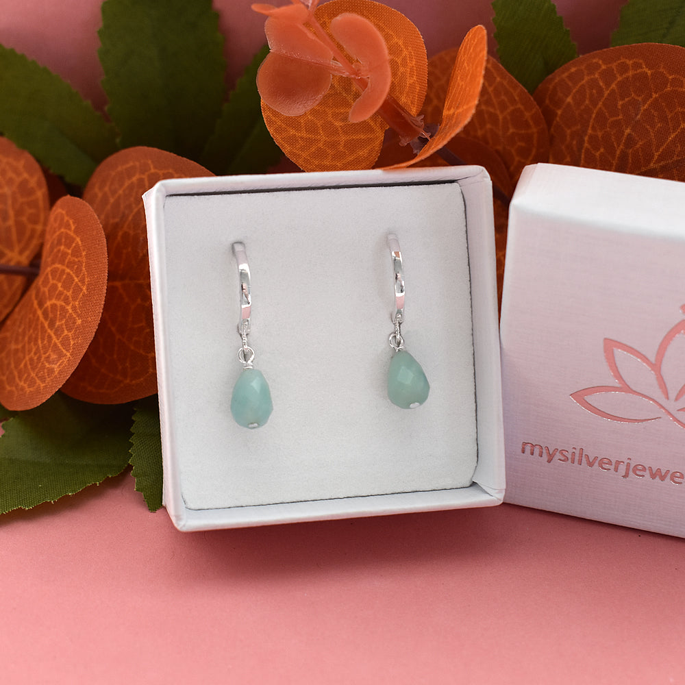 Sophia huggies with briolette amazonite