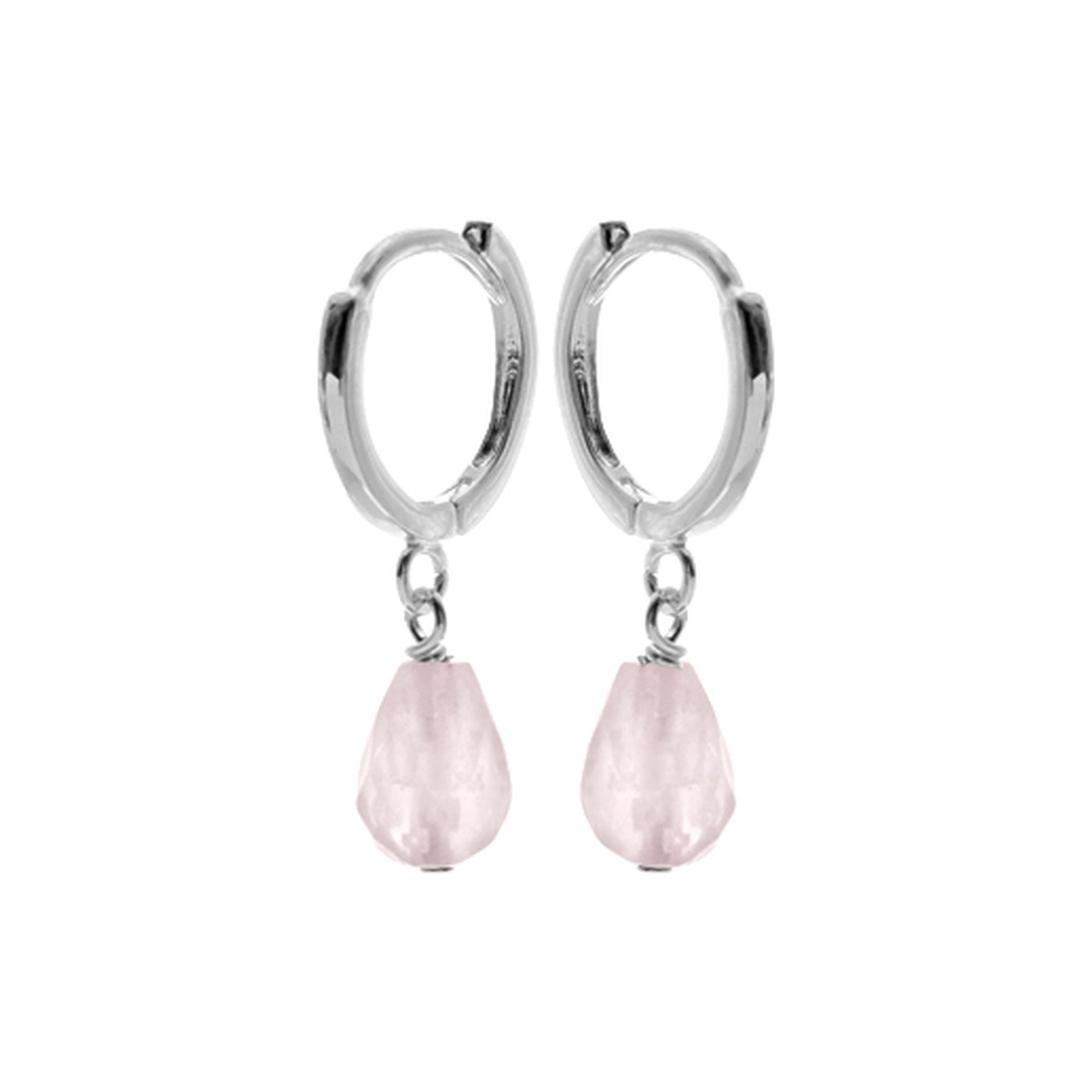 Sophia huggies with briolette rose quartz