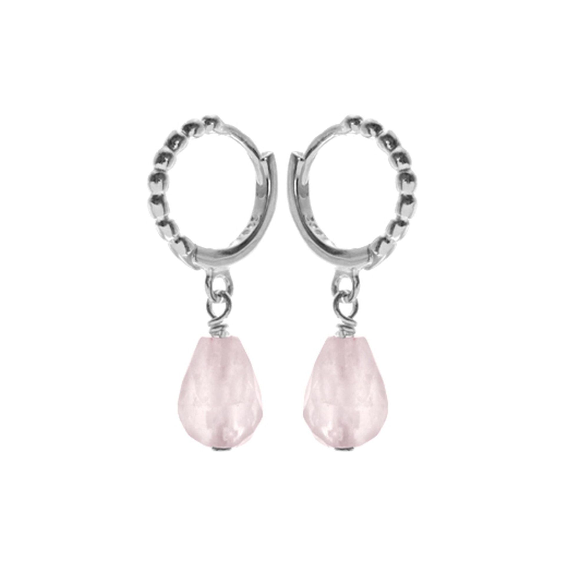 Sophia bobble huggies with rose quartz charm