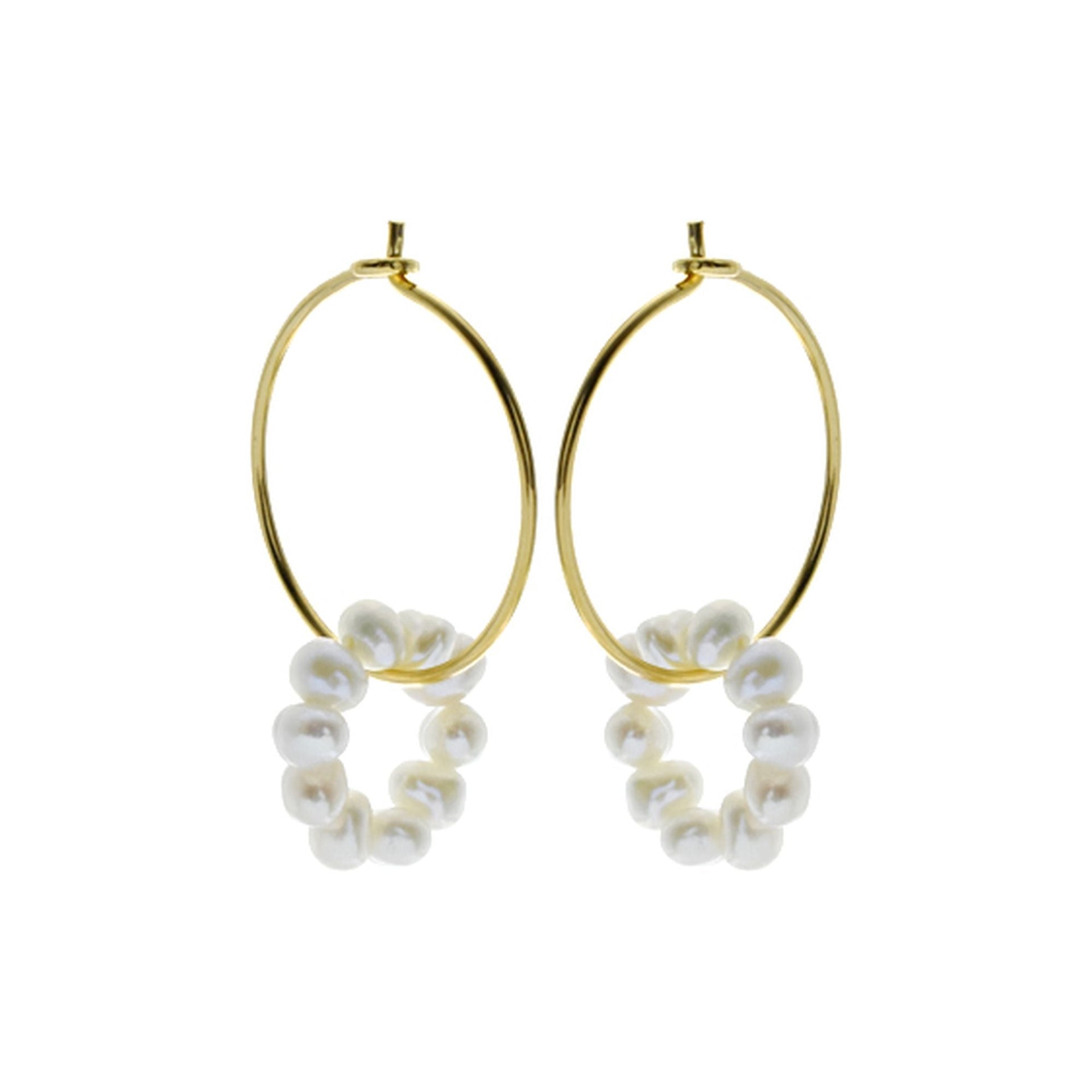 Carla gold plated hoops with pearl ring