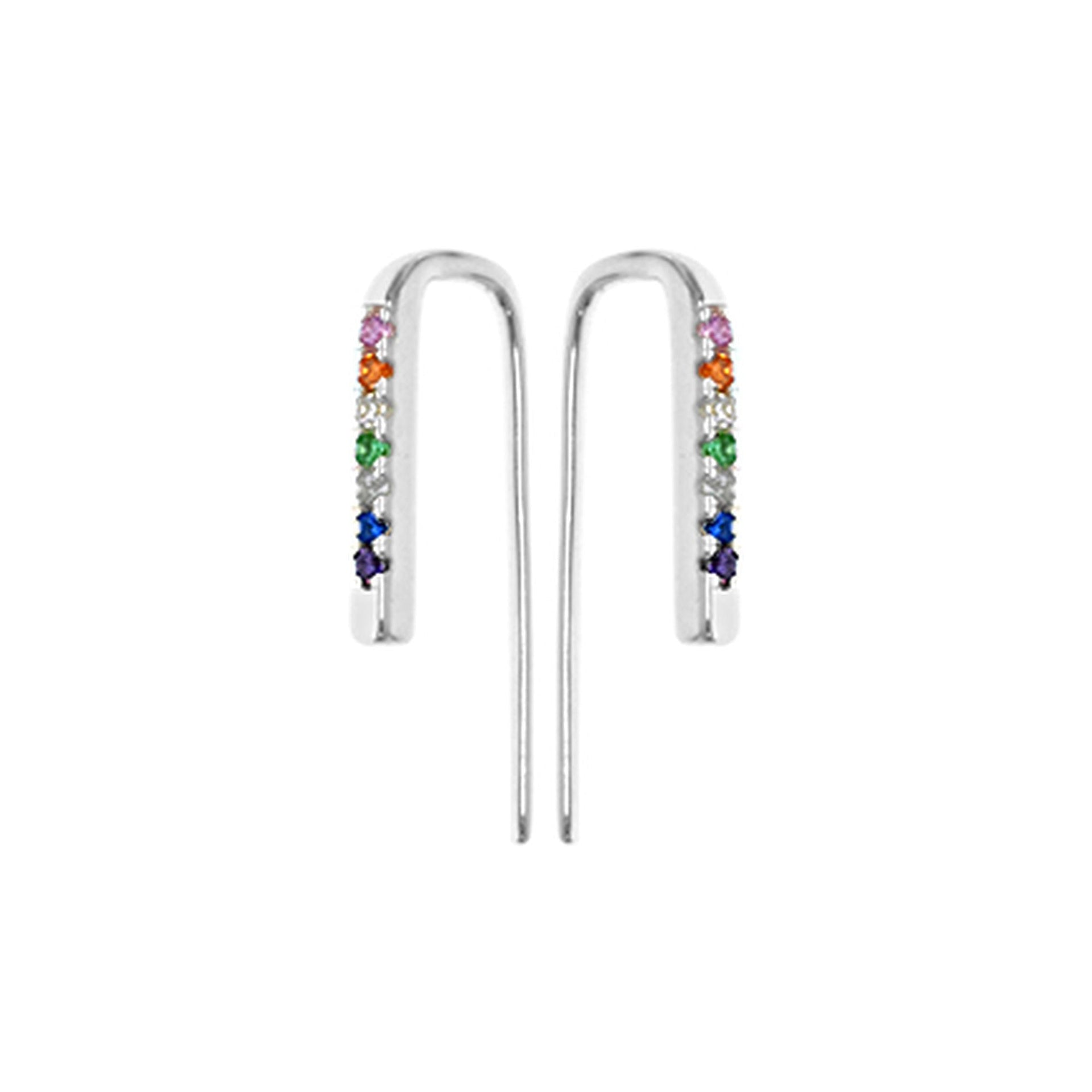 Heidi rainbow CZ bar earrings