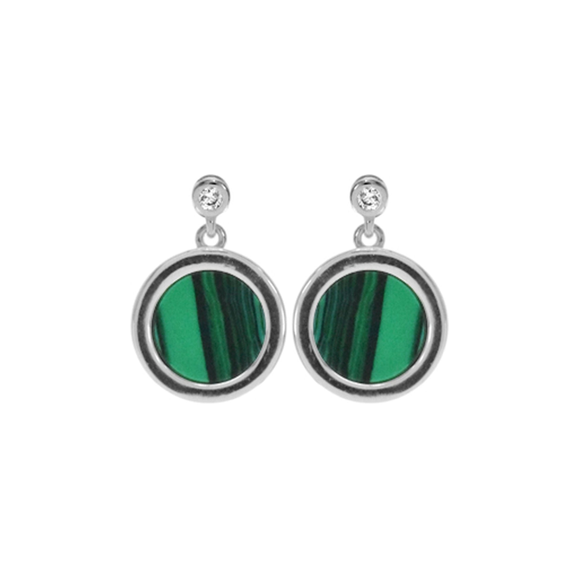 Bridget malachite and CZ drop earrings