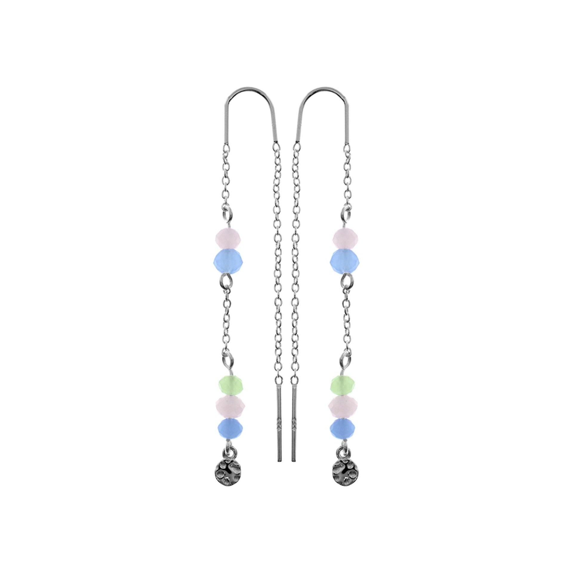 Sophia faceted stone pull through earrings