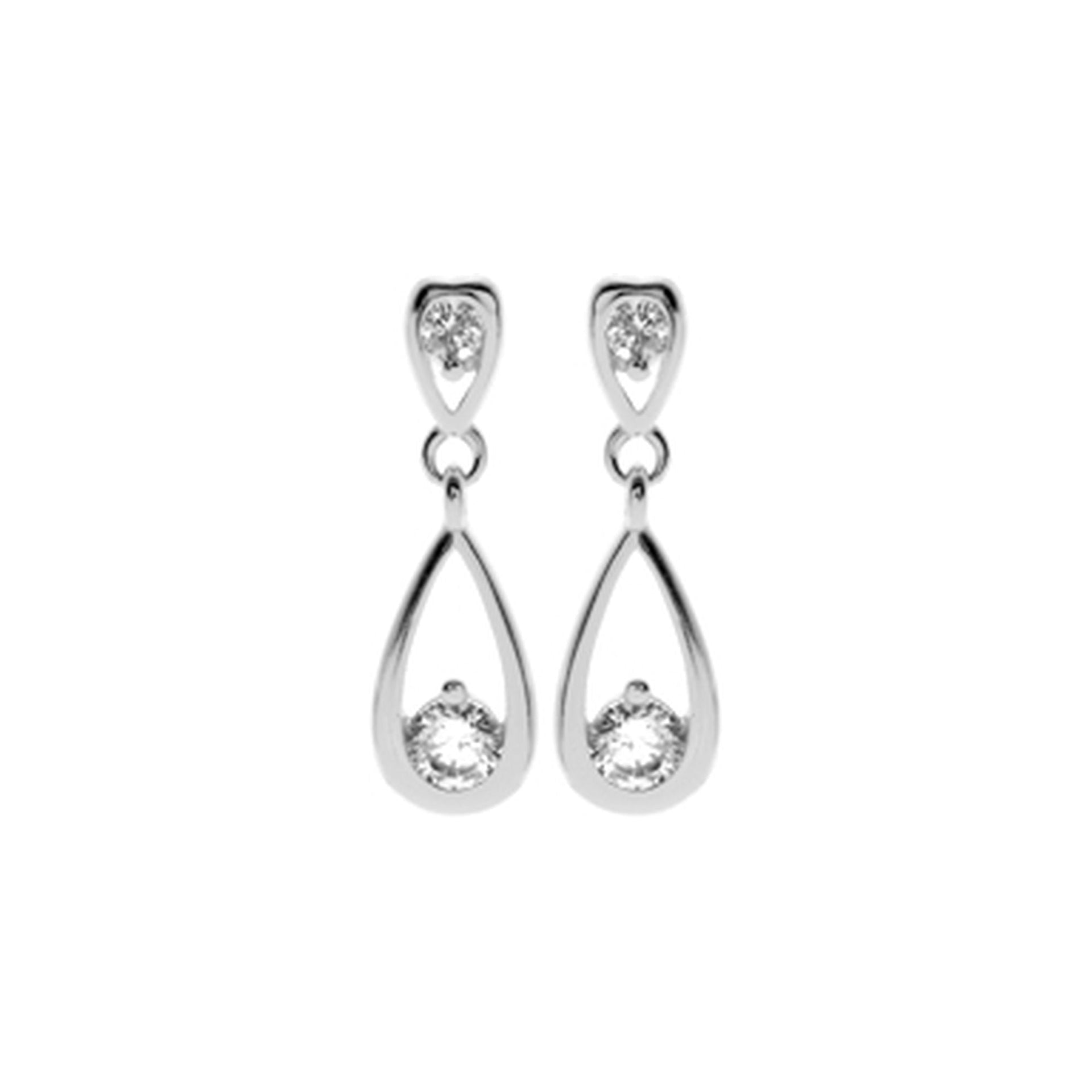 Carrie inverted teardrop CZ studs with hanging CZ