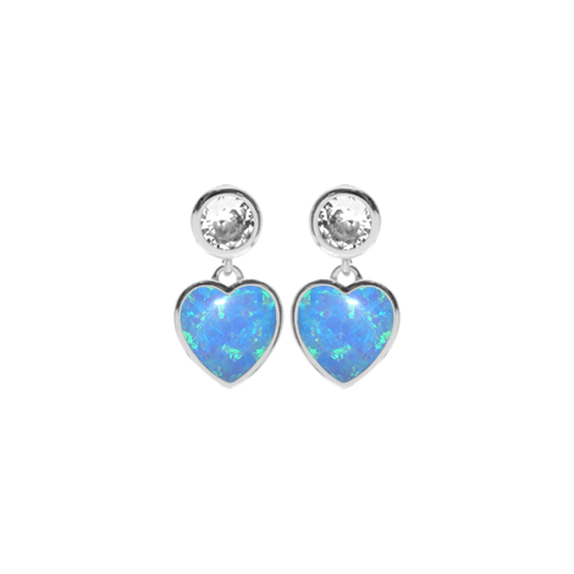 Alexis blue opalique heart dangle with CZ studs