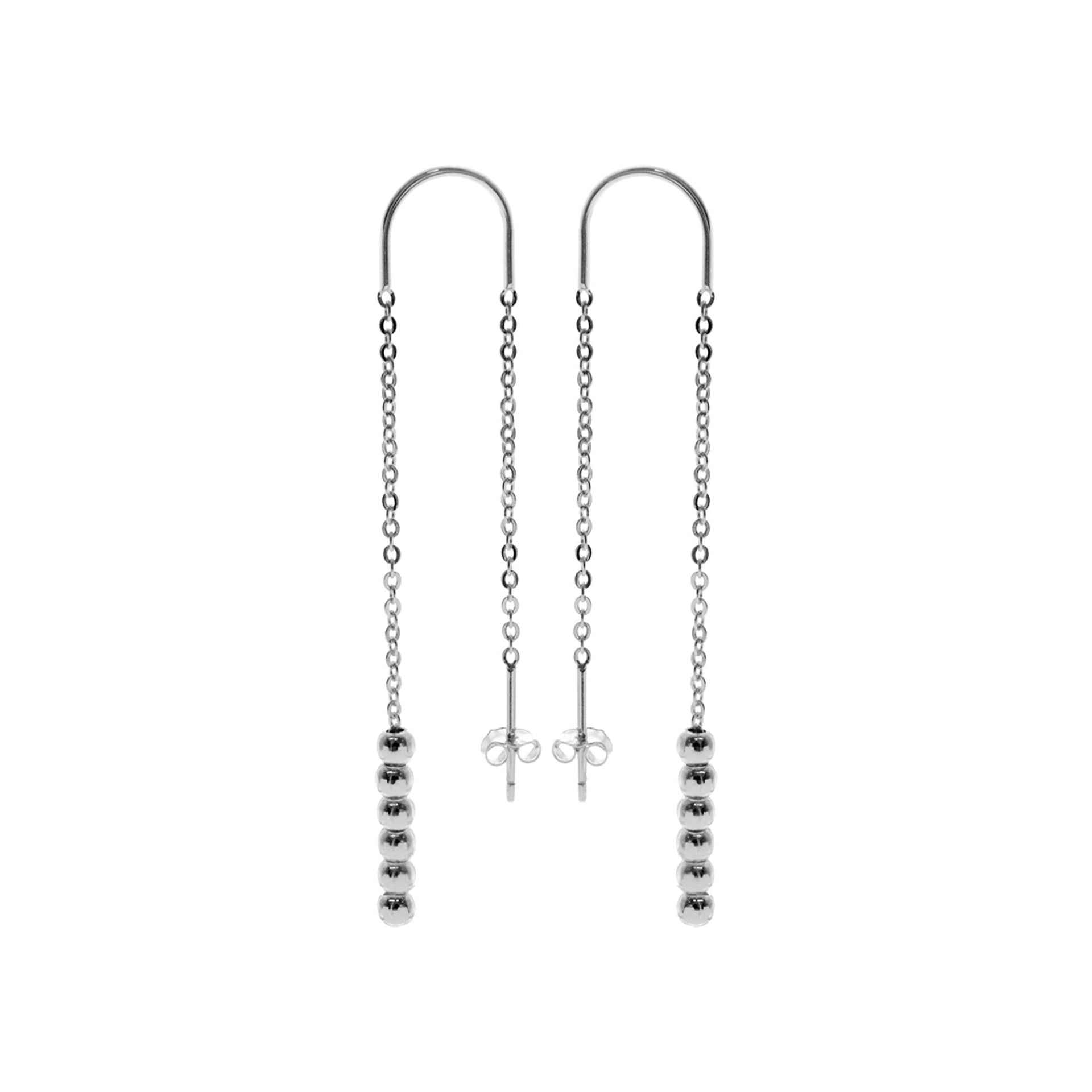 Zoe pull through earrings with silver balls