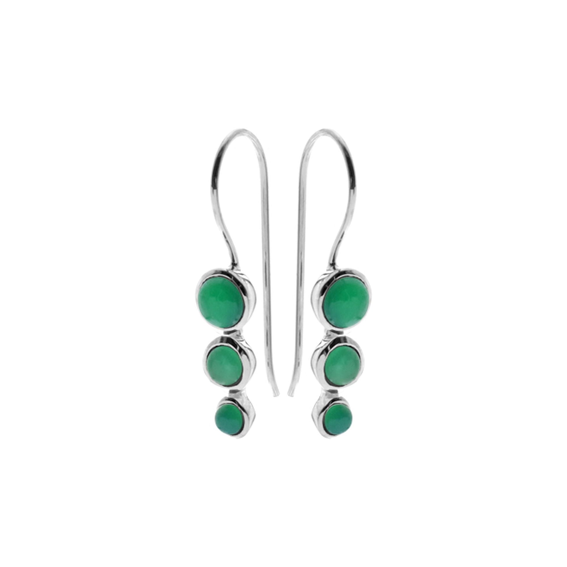 Bridget graduated green agate rounds earrings