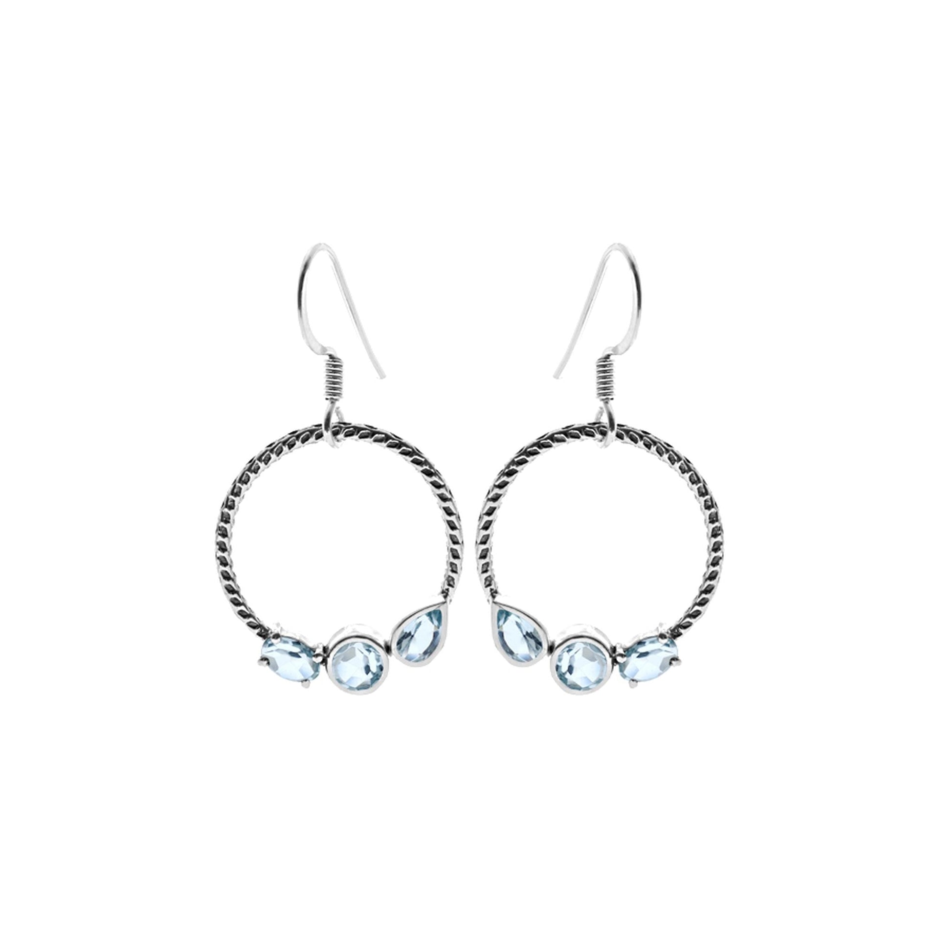 Tilly multi-shaped blue topaz rope hoop earrings