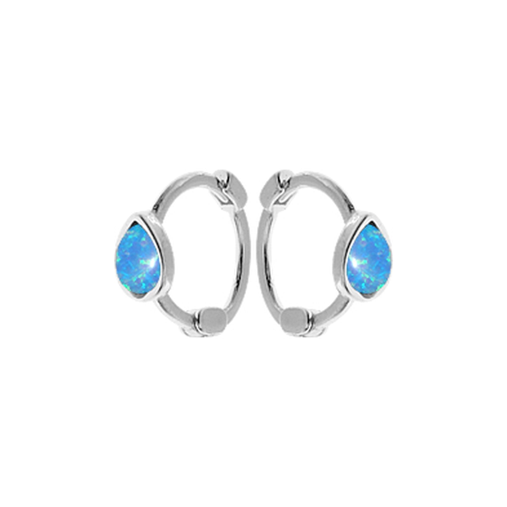 Angelica blue opalique teardrop huggies