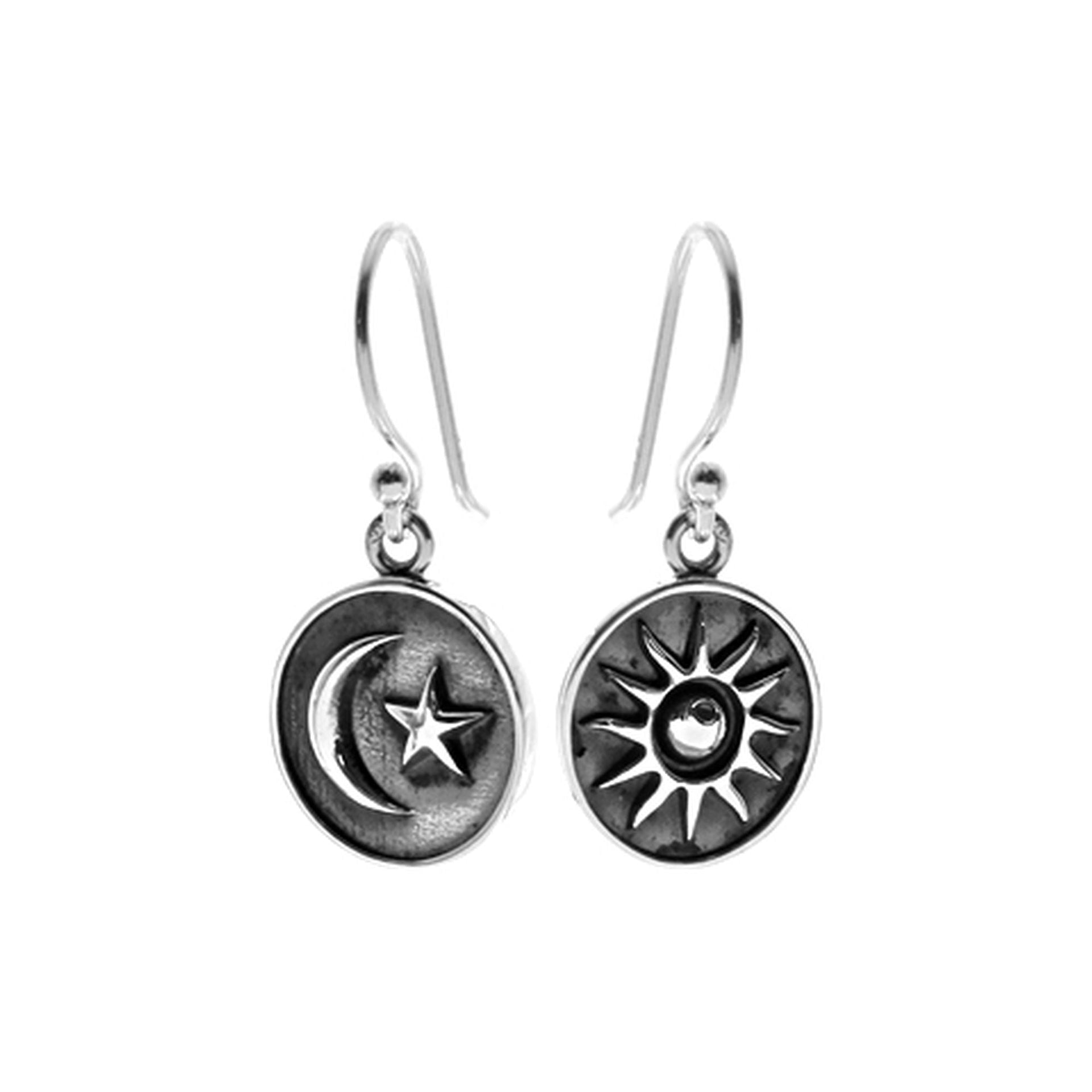 Faith oxidised mismatched sun & moon earrings