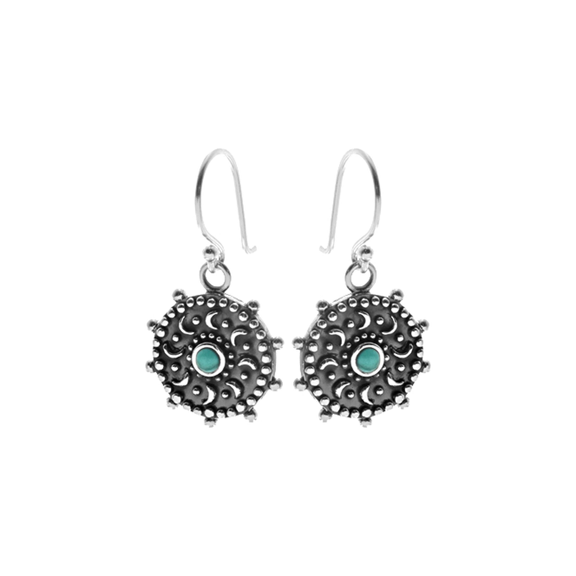Zora turquoise moon mandala earrings