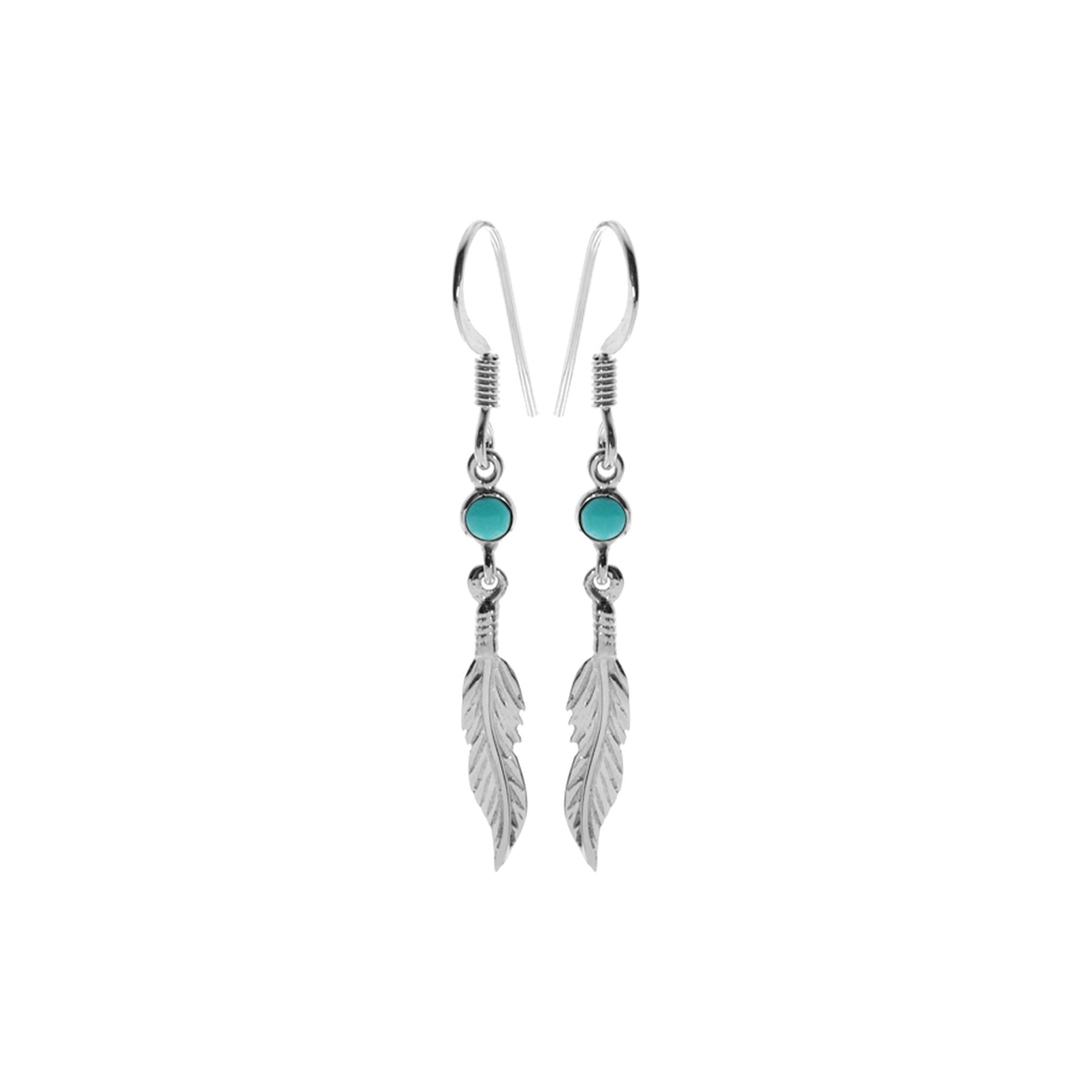 Catalina turquoise feather earrings