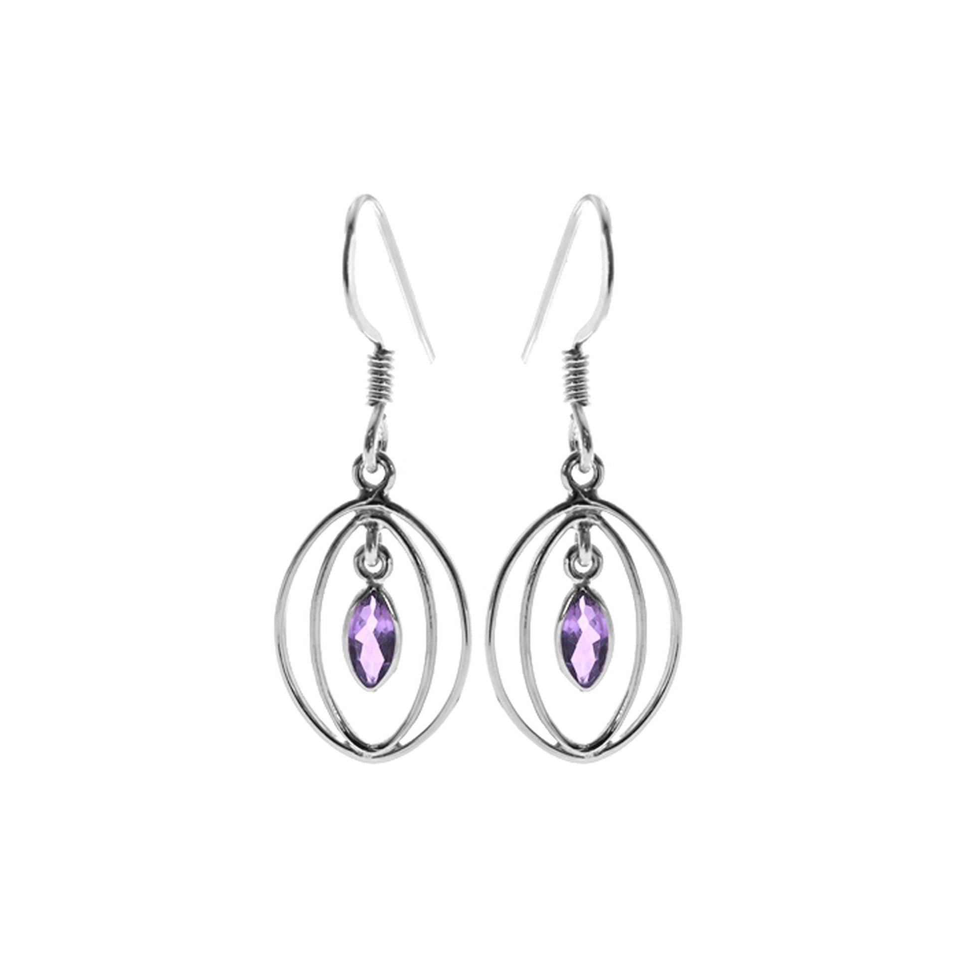 Ivy double oval amethyst earrings