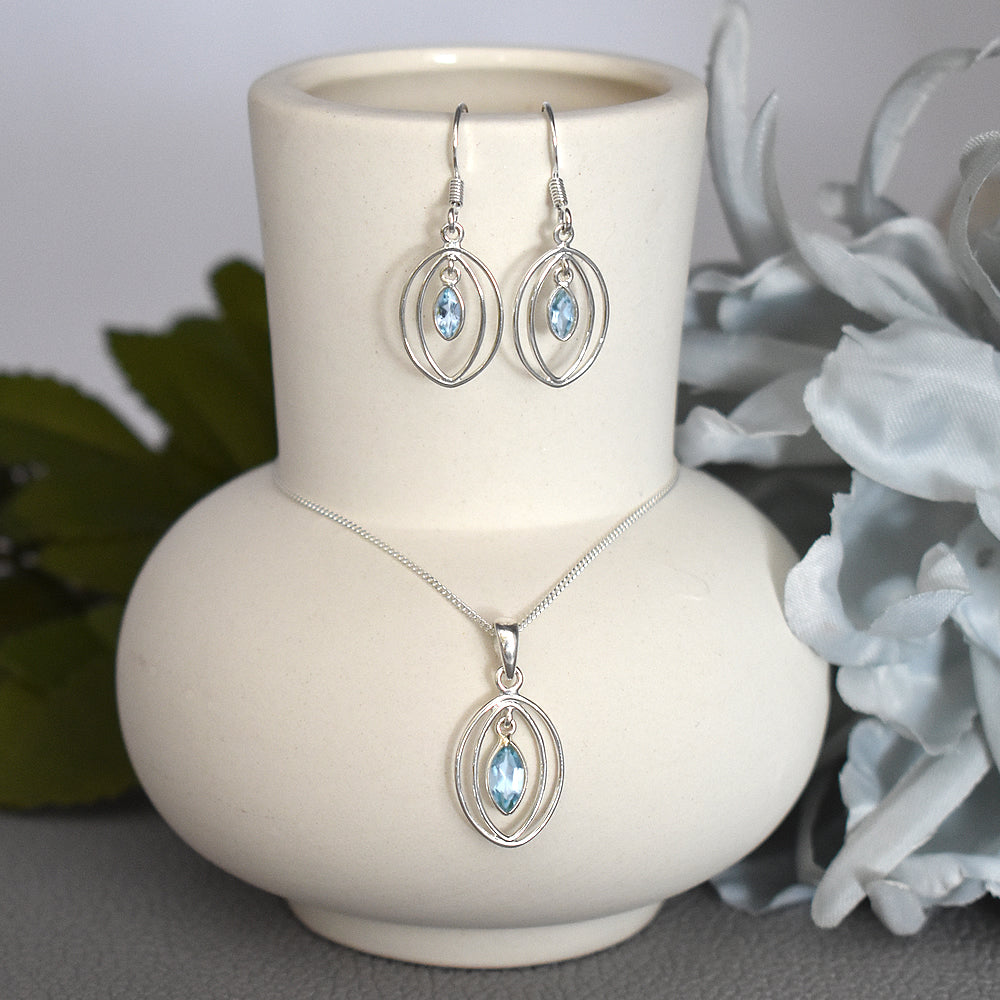 Ivy double oval blue topaz earrings