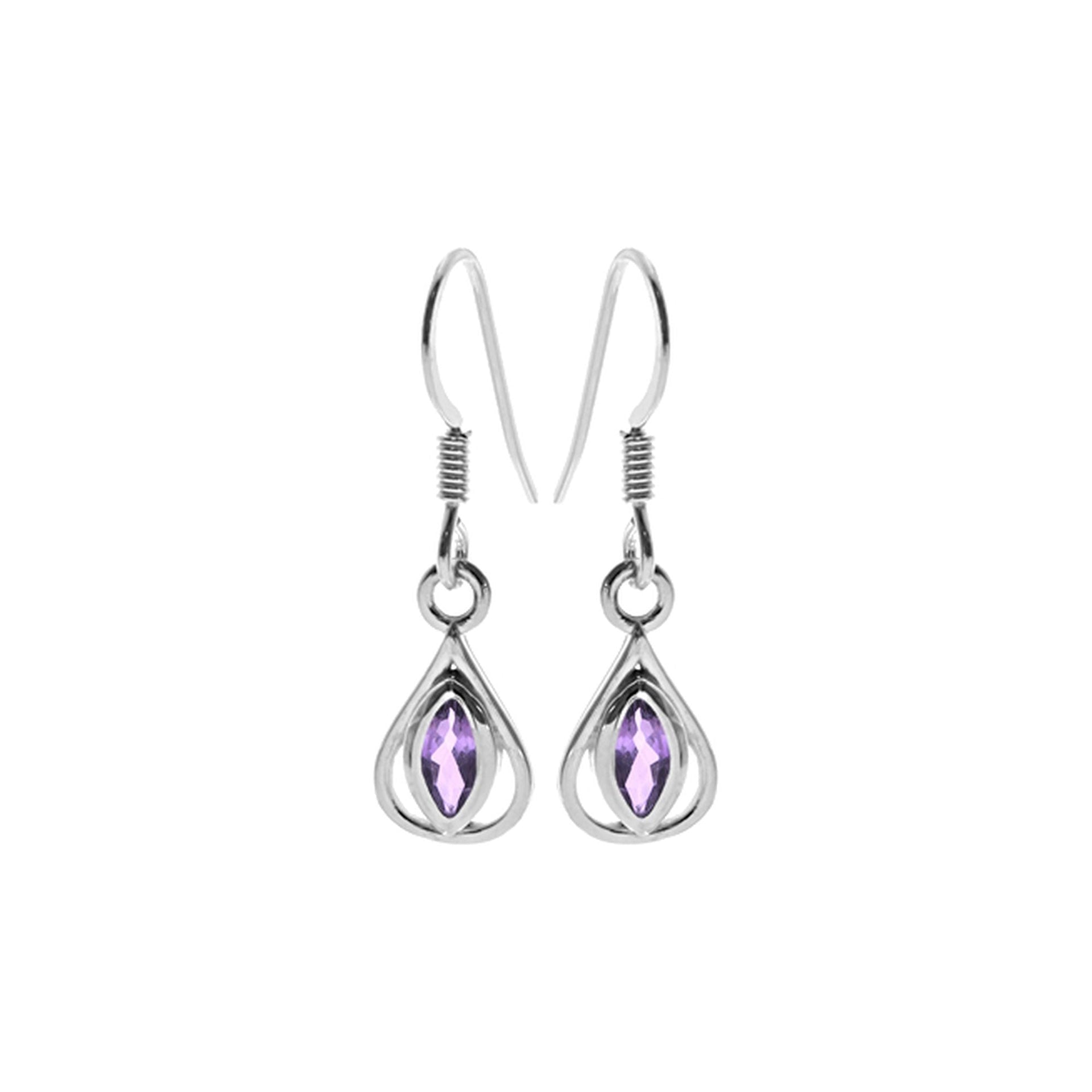 Bridget simple teardrop amethyst earrings