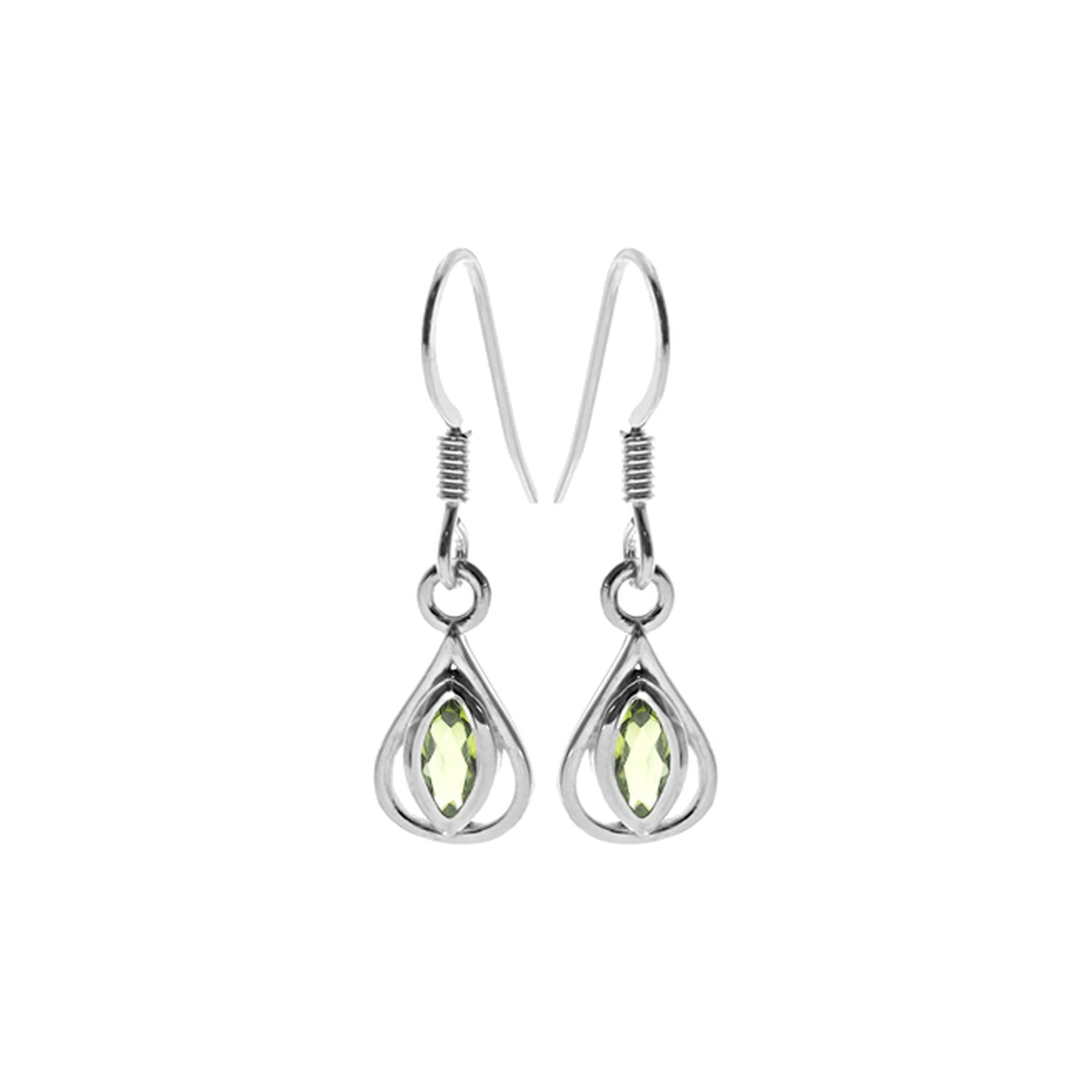 Bridget simple teardrop peridot earrings