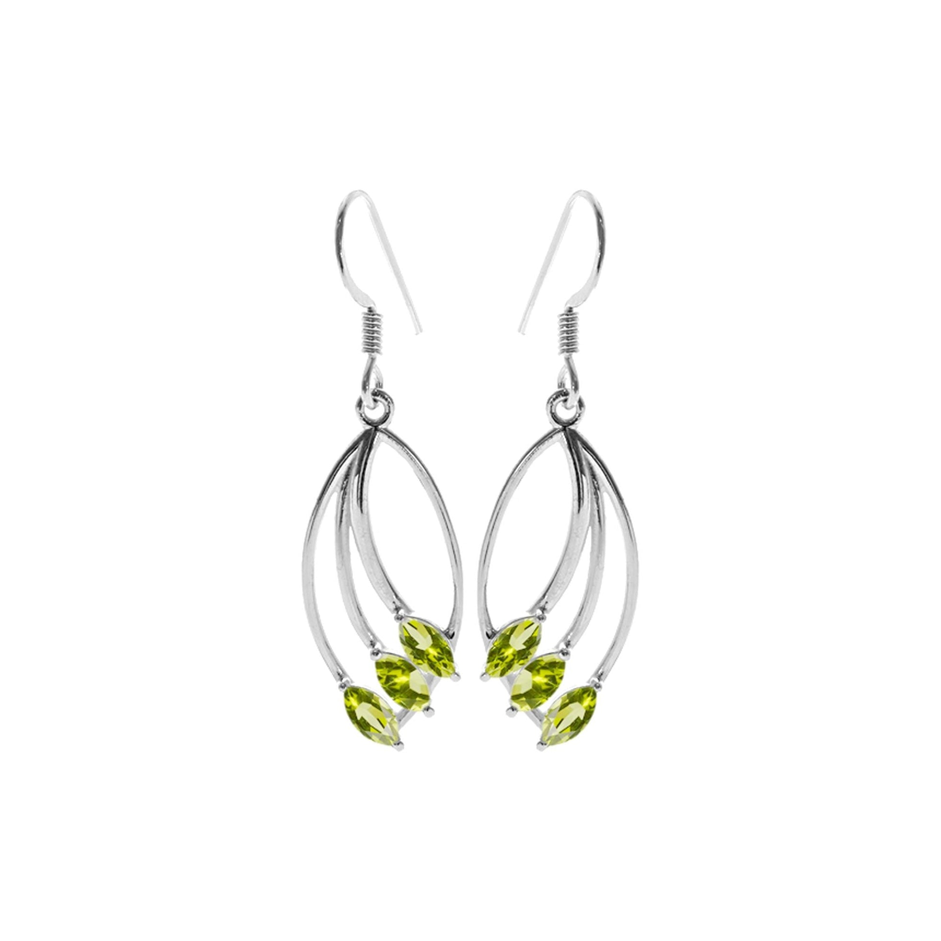 Ivy triple curve peridot earrings
