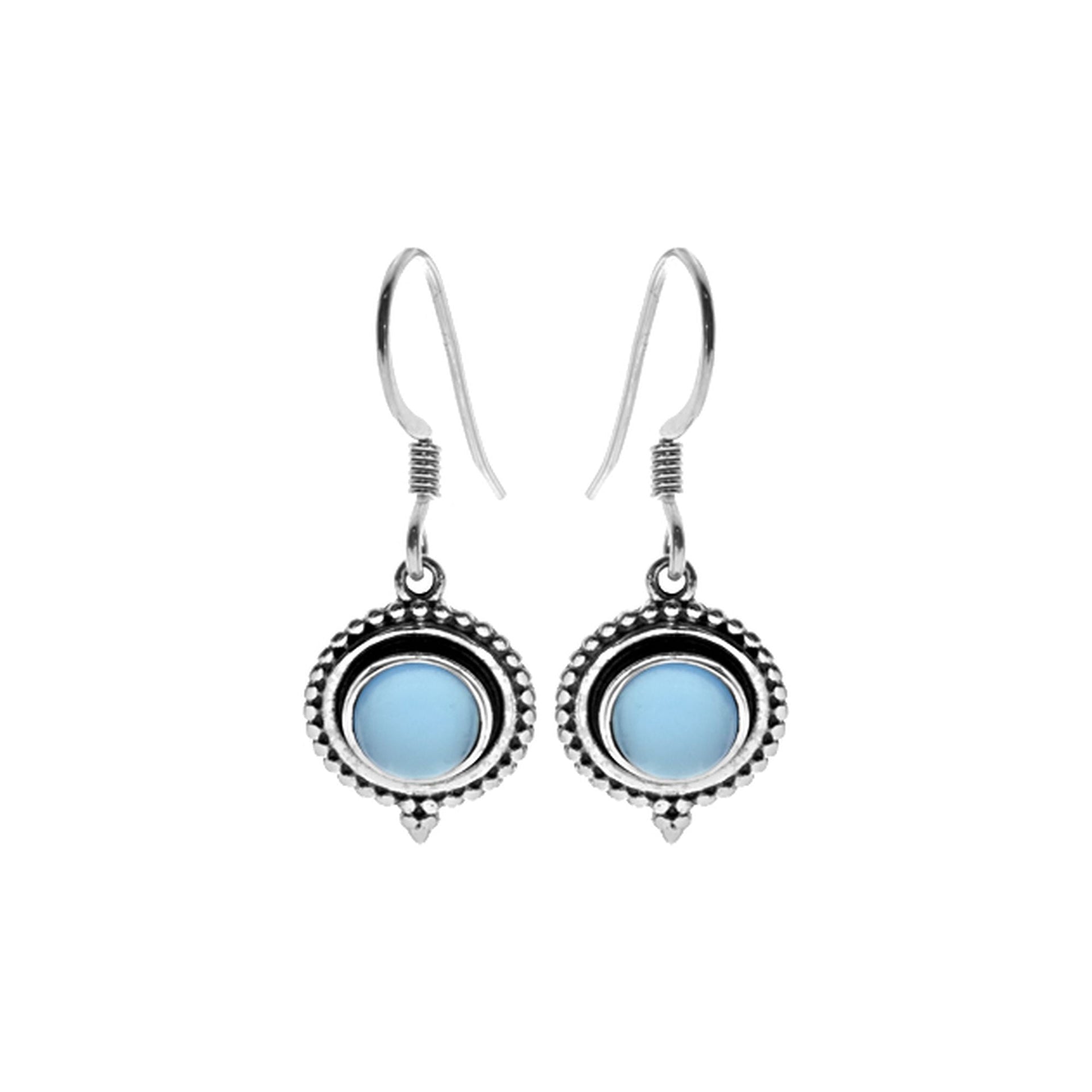 Isla oxidised surround blue chalcedony drops