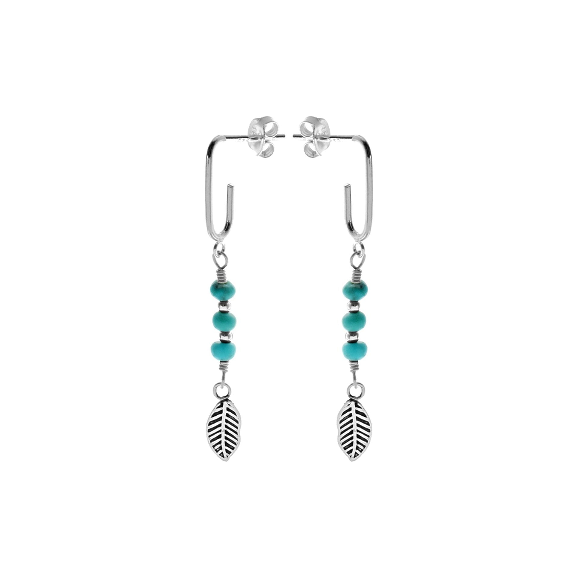 Zora turquoise and feather dangly studs