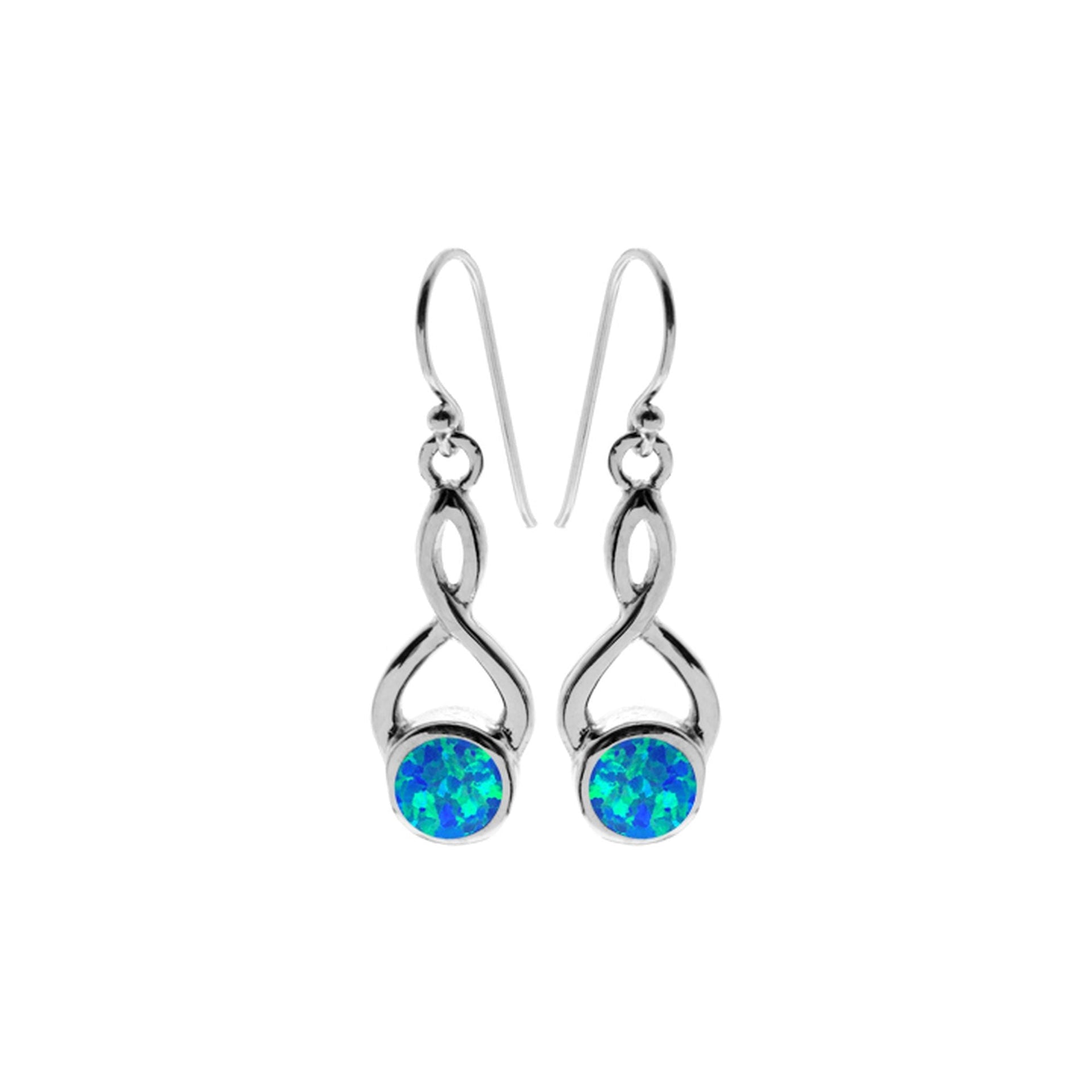 Antoinette round blue opalique twist earrings