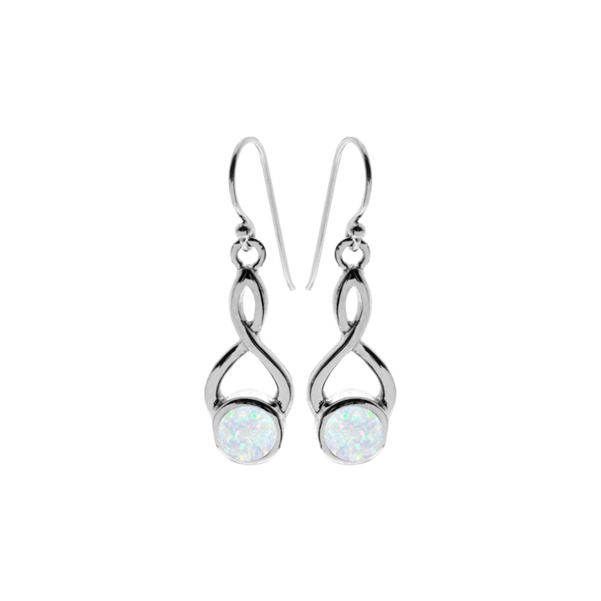 Antoinette round white opalique twist earrings