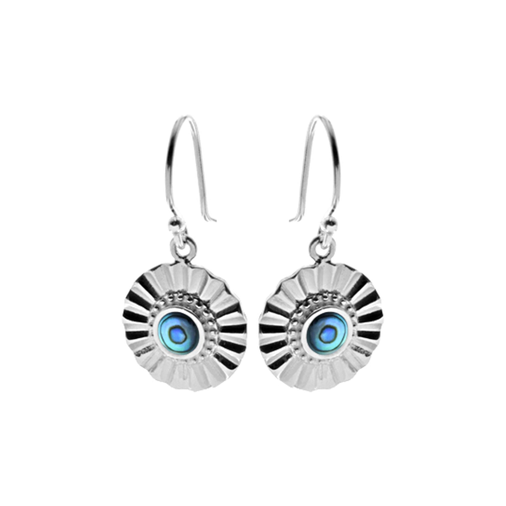Bronwen round fan paua shell earrings