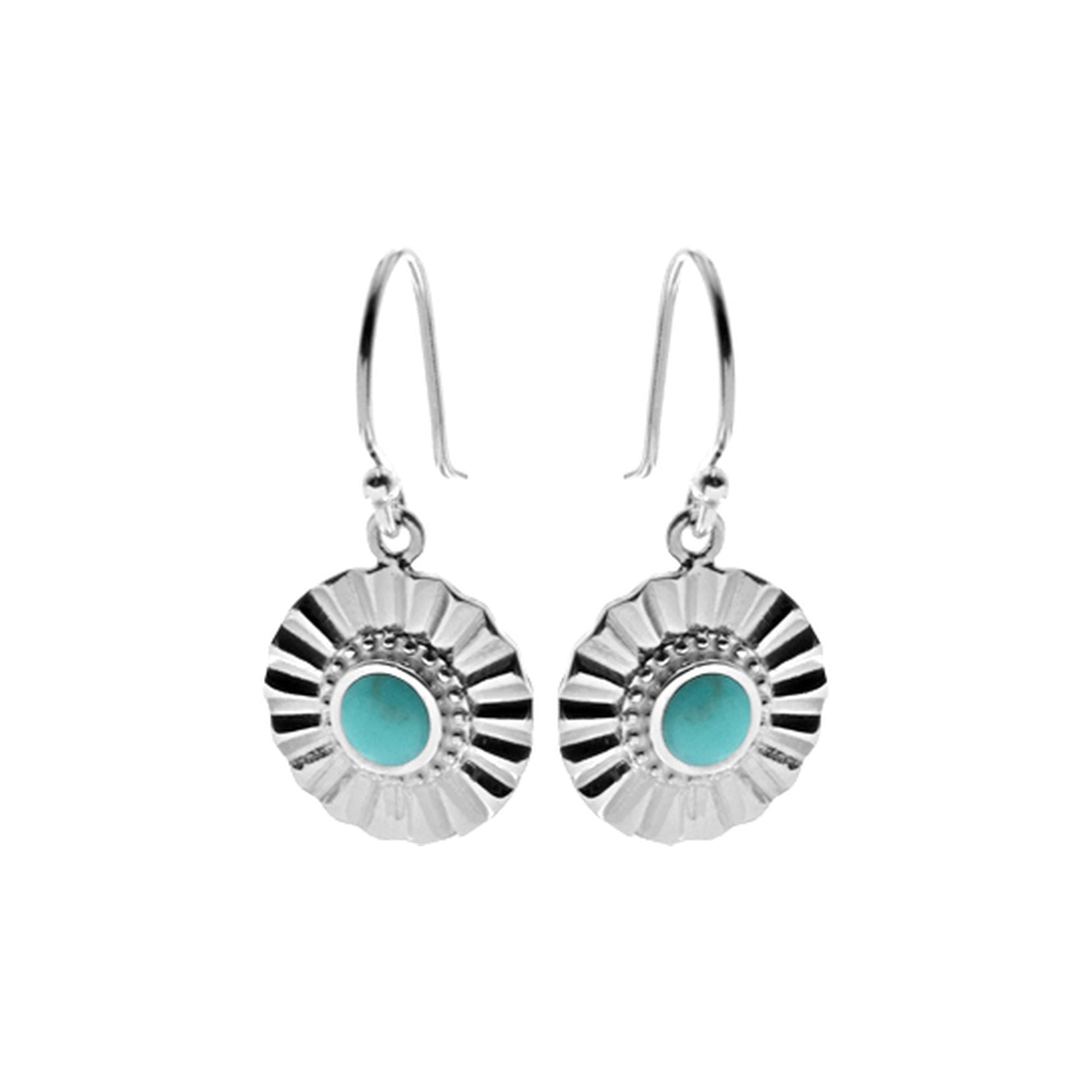 Bronwen round fan turquoise earrings