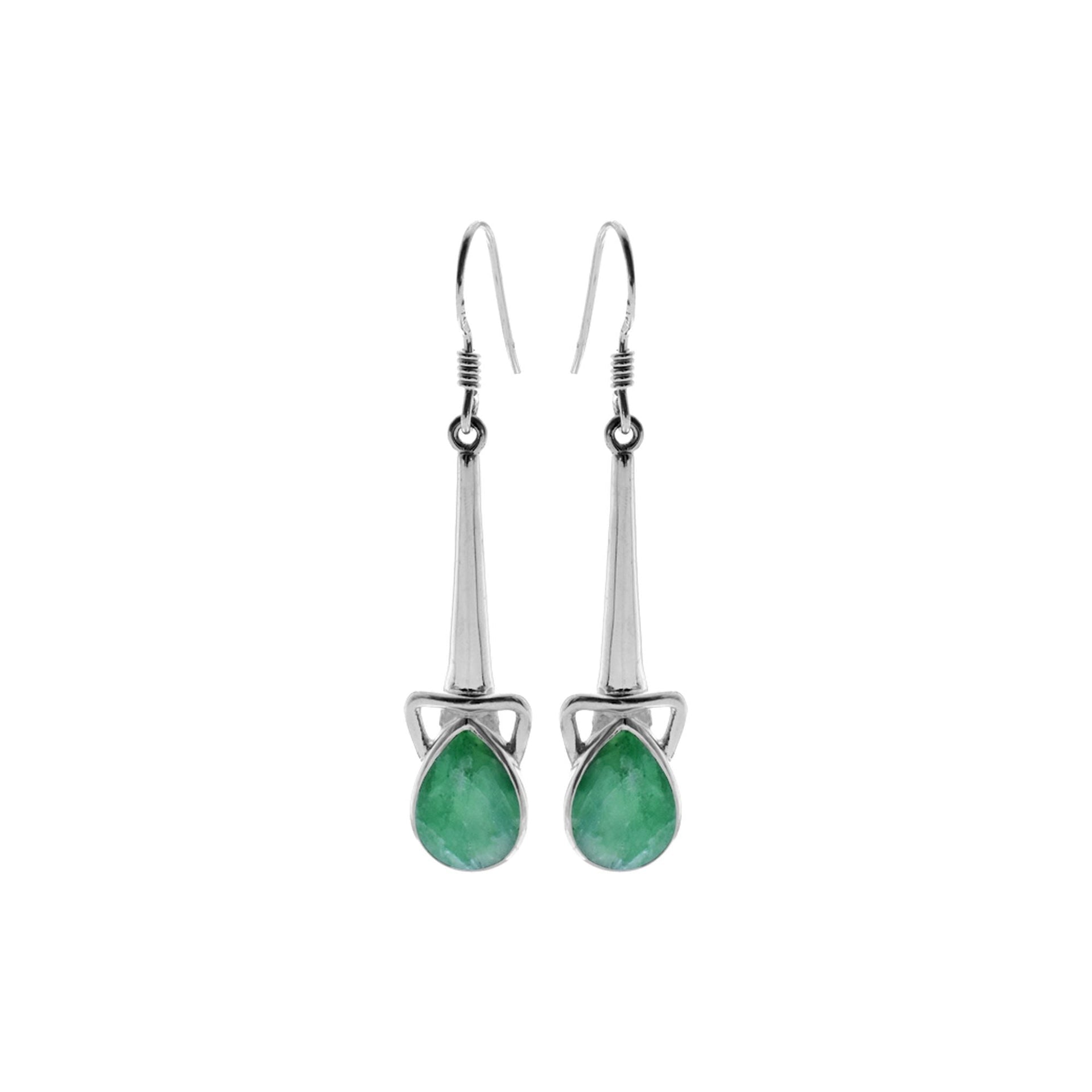 Samira long cone stem emerald quartz earrings