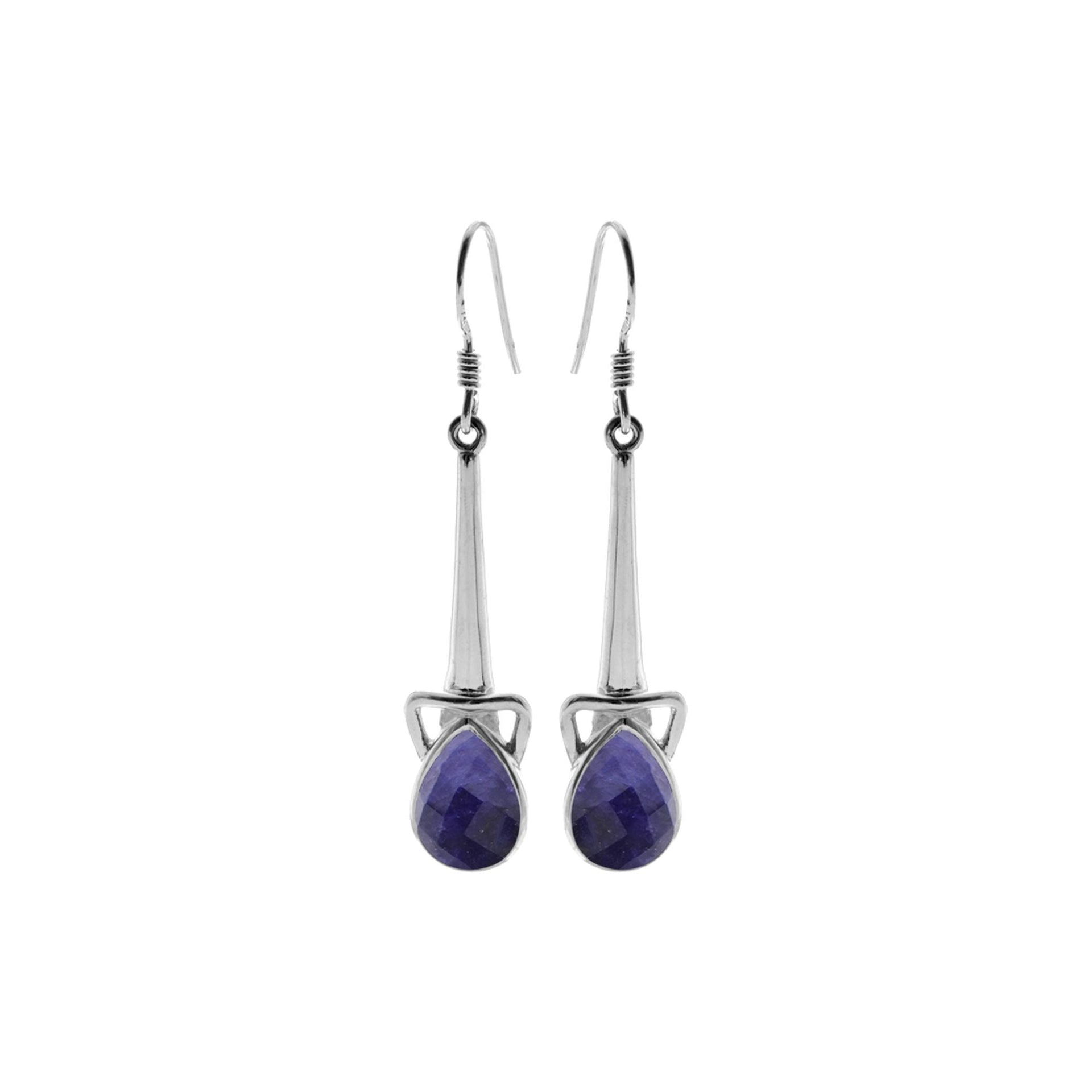 Samira long cone stem sapphire quartz earrings