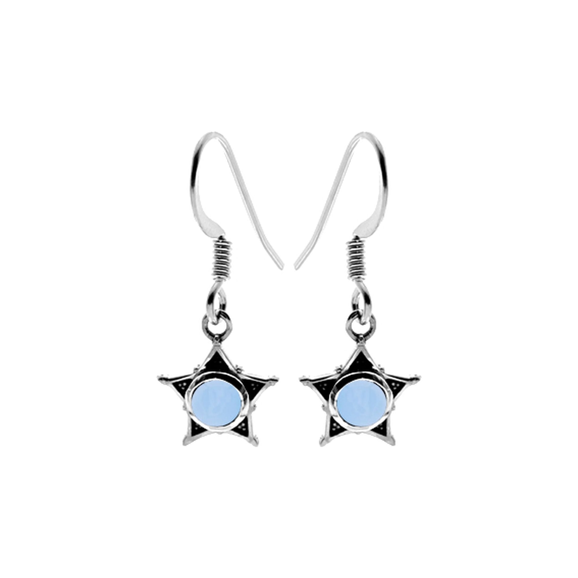 Catalina blue chalcedony star earrings
