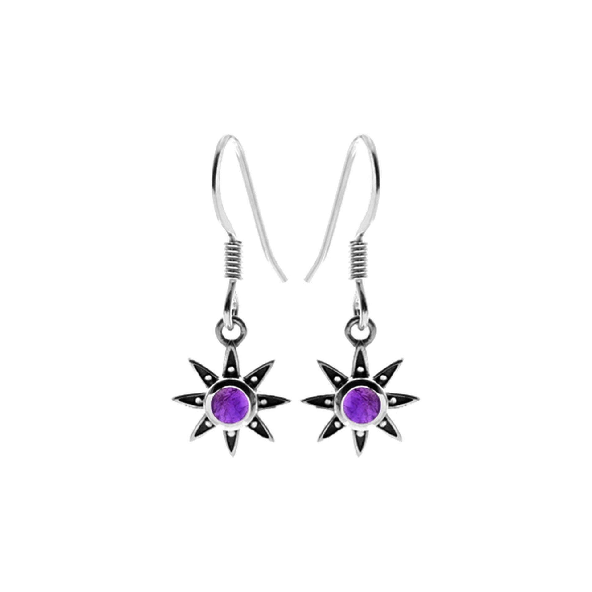 Catalina amethyst sunburst earrings