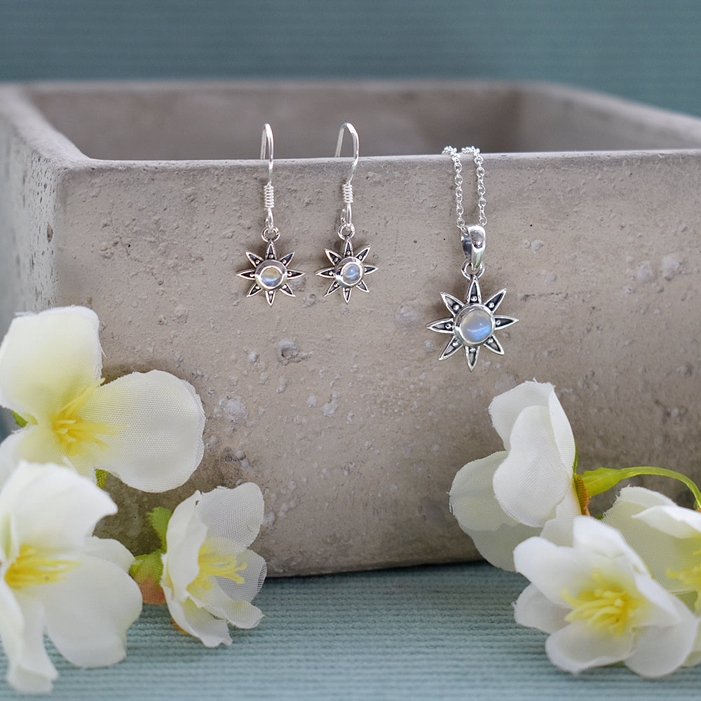 Catalina rainbow moonstone sunburst pendant