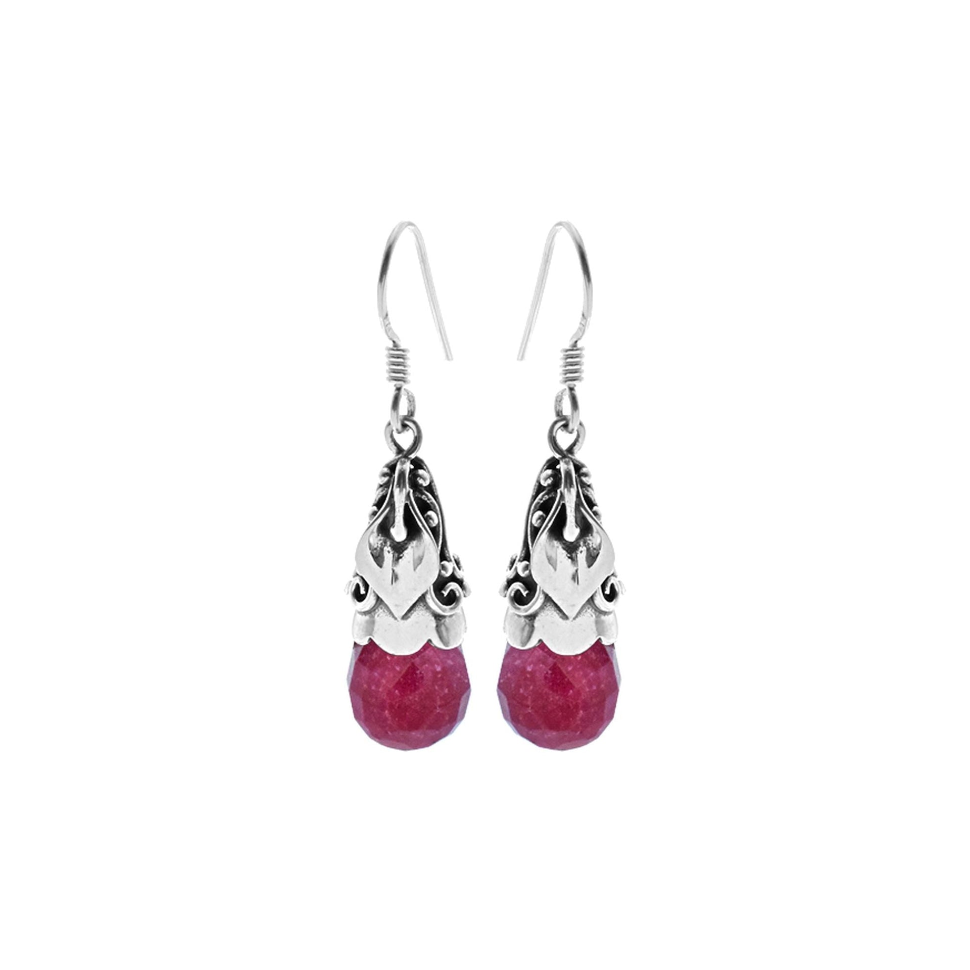Zora ornate capped ruby quartz earrings
