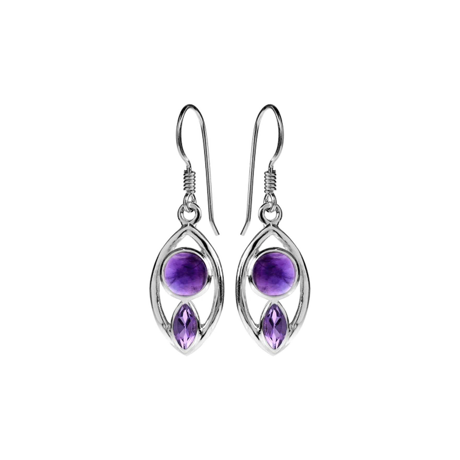 Ivy amethyst double stoned marquis earrings