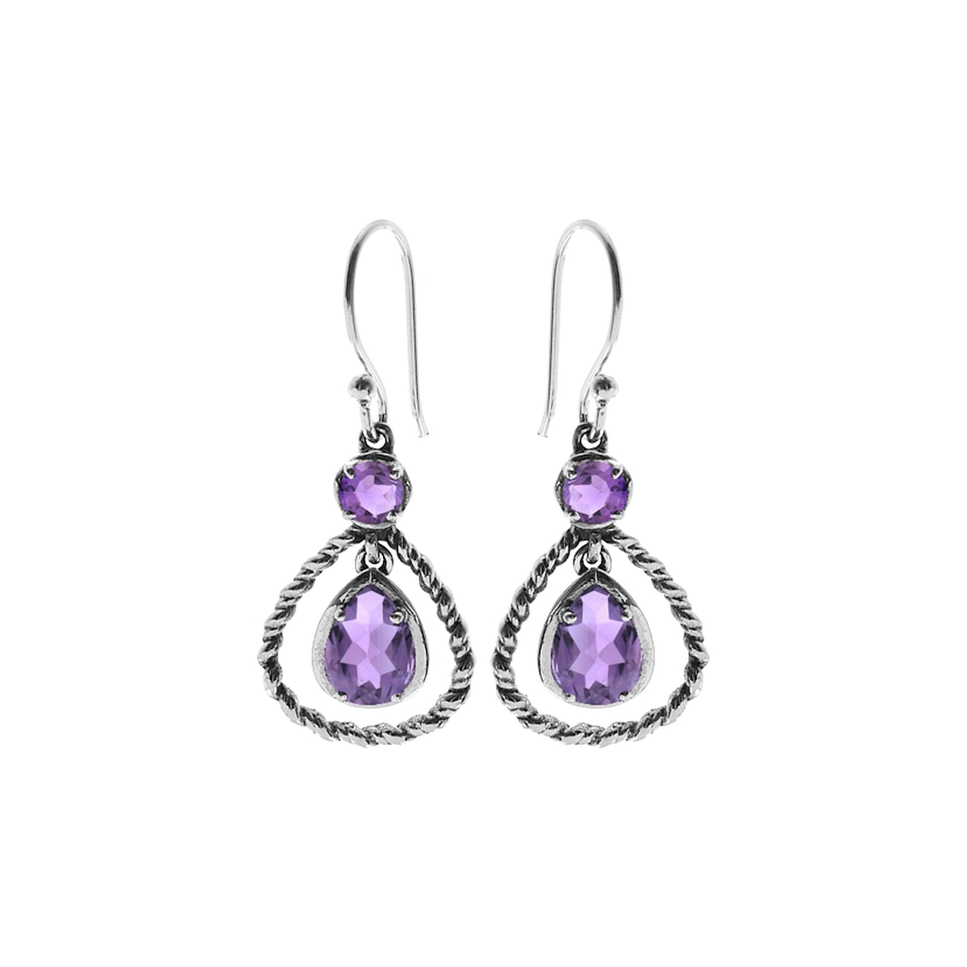 Lola rope effect teardrop earrings with amethyst