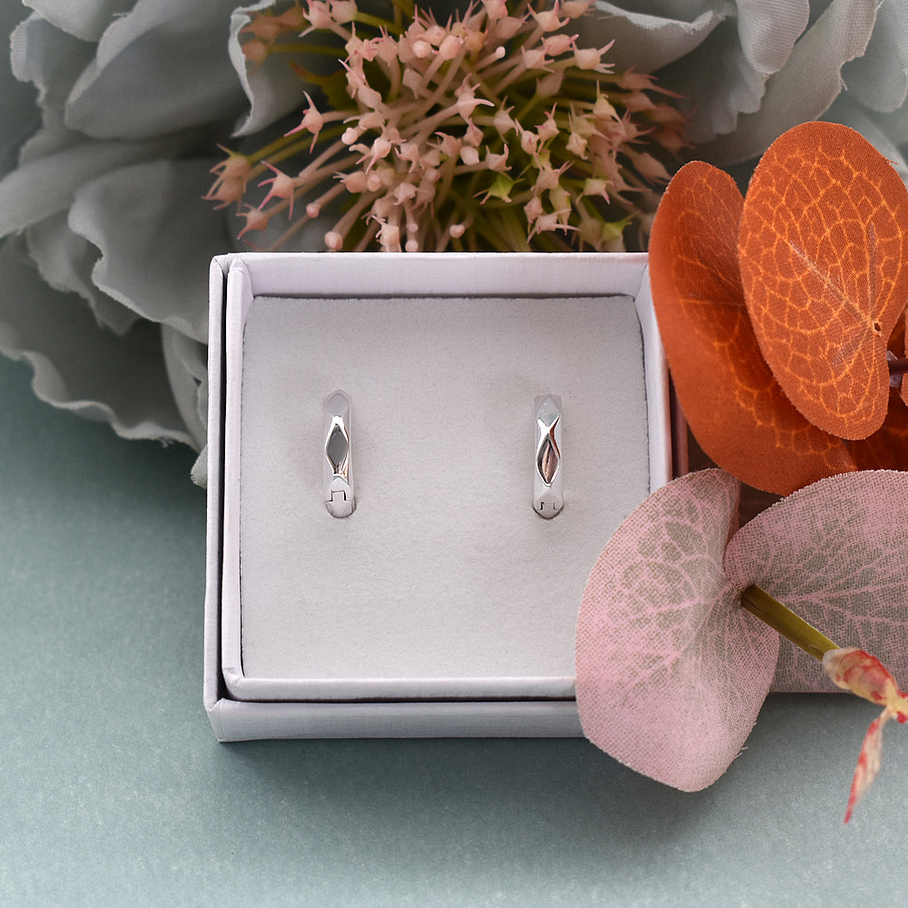 Bria small huggies with diamond pattern