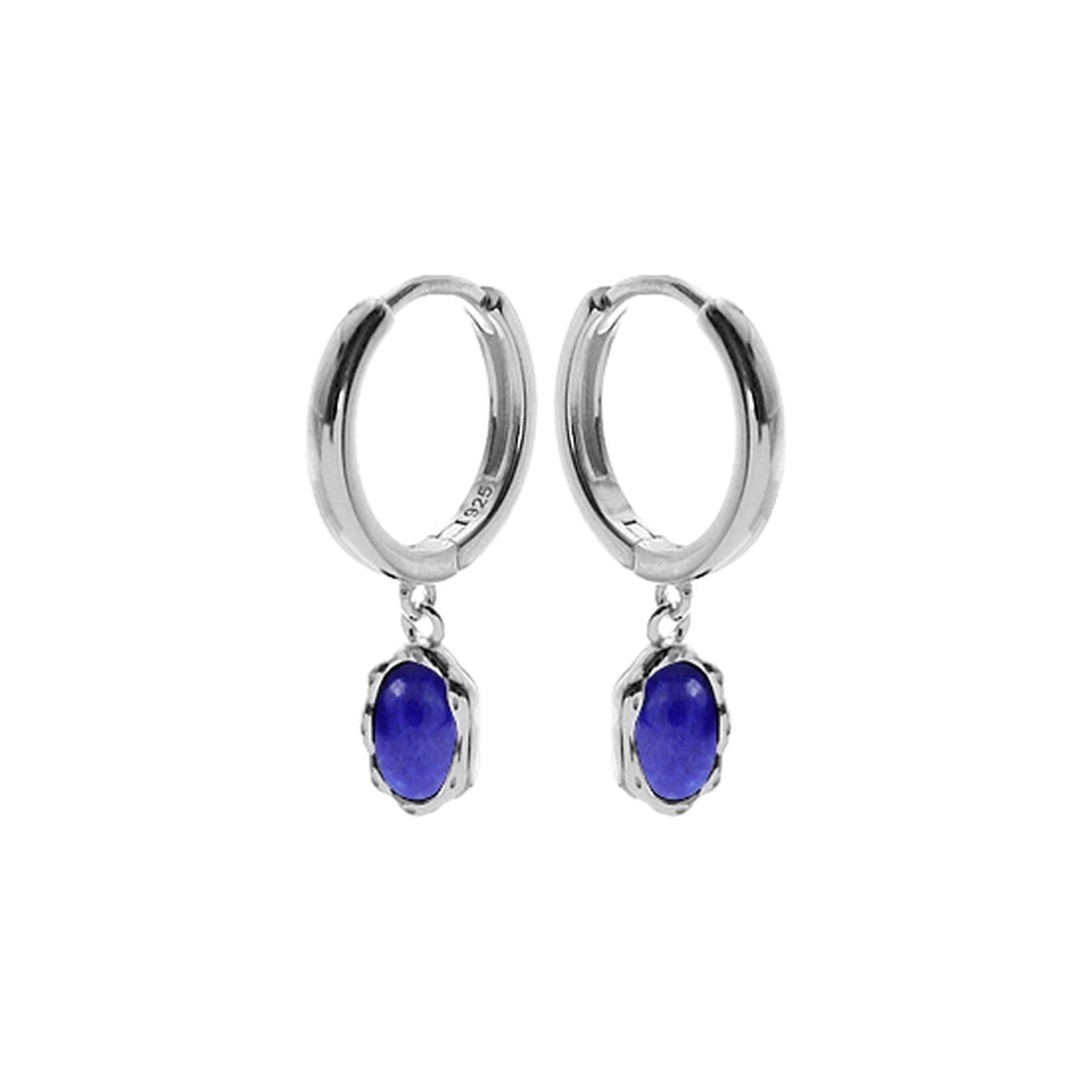 Bridget huggies with wavy edged oval lapis lazuli