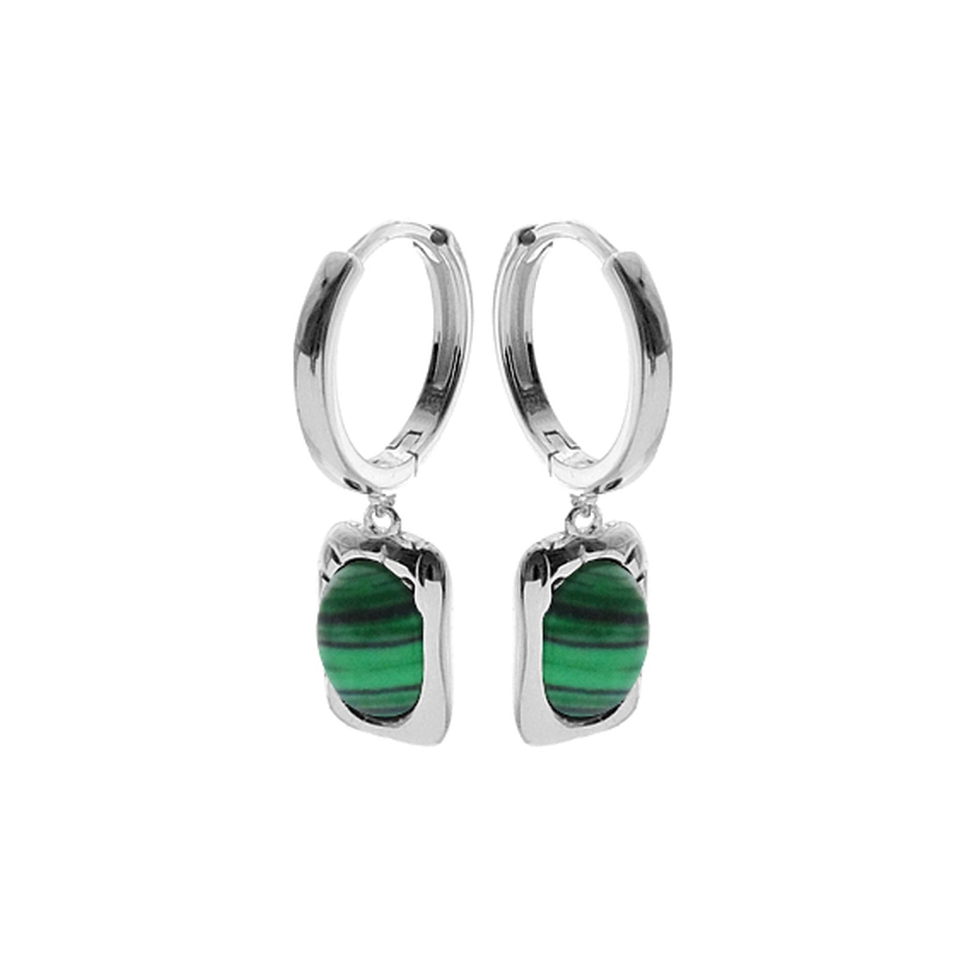 Bridget huggies with malachite in detailed rectangle