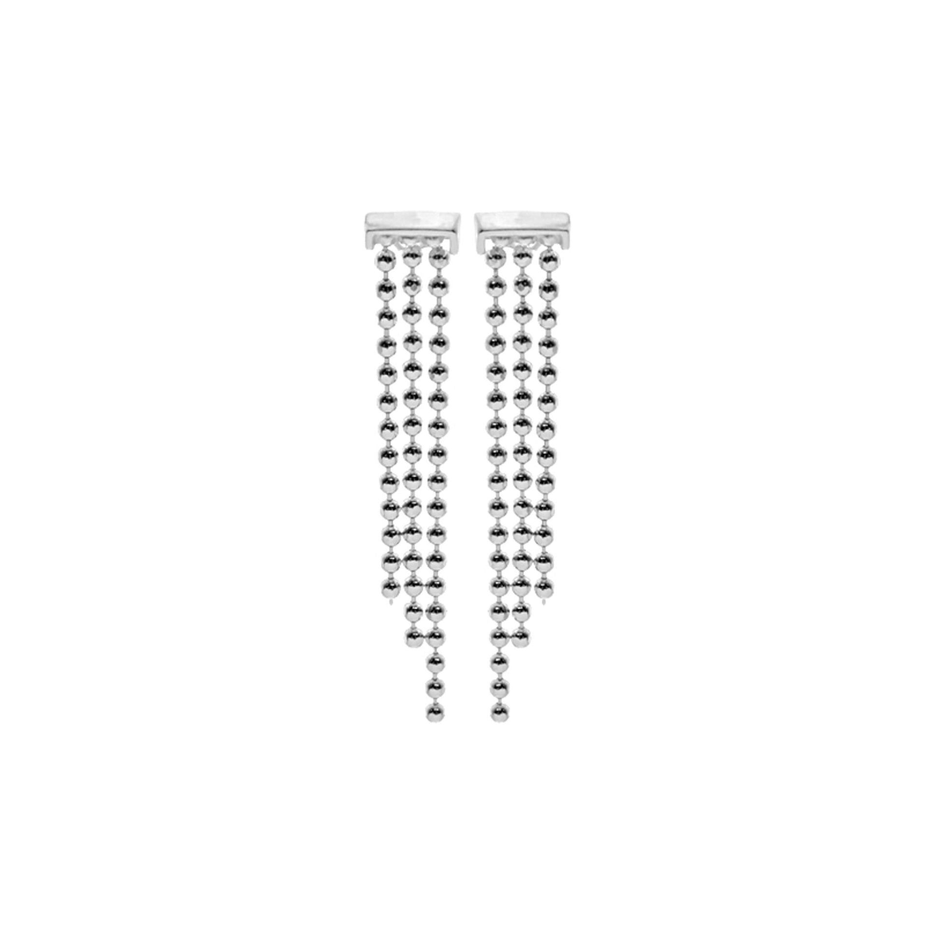 Lara bar and triple chain silver earrings