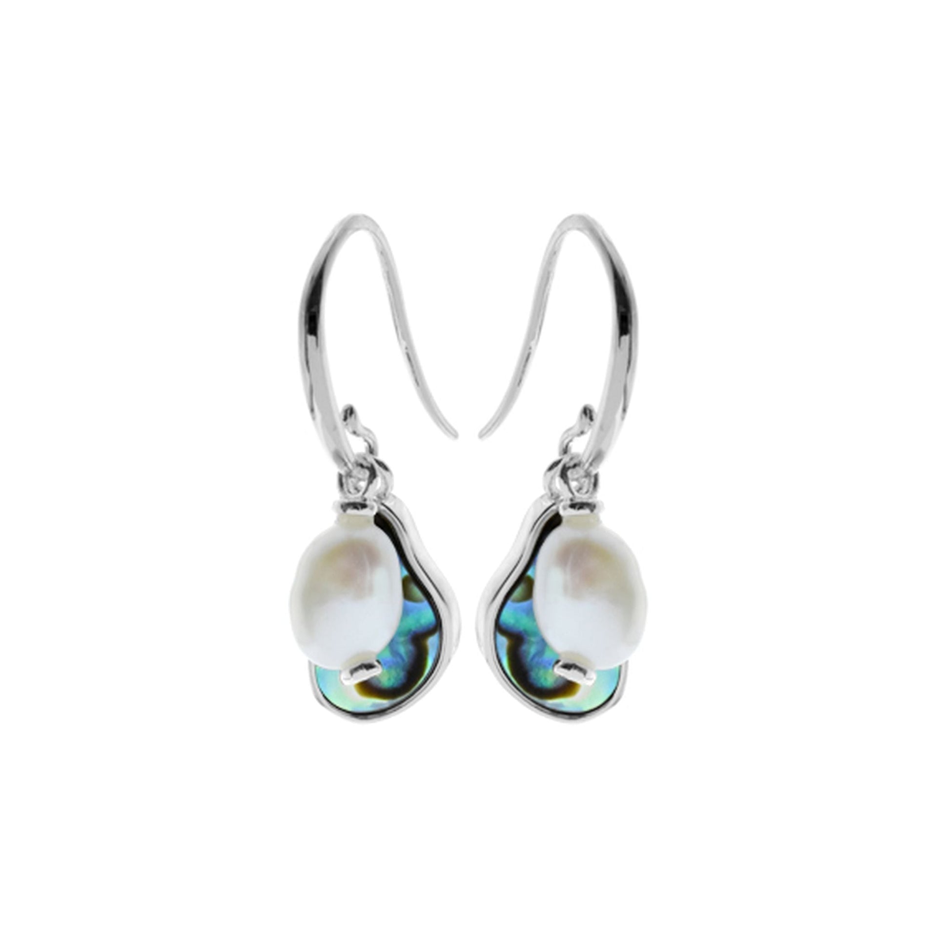 Bronwen paua shell & pearl charm earrings