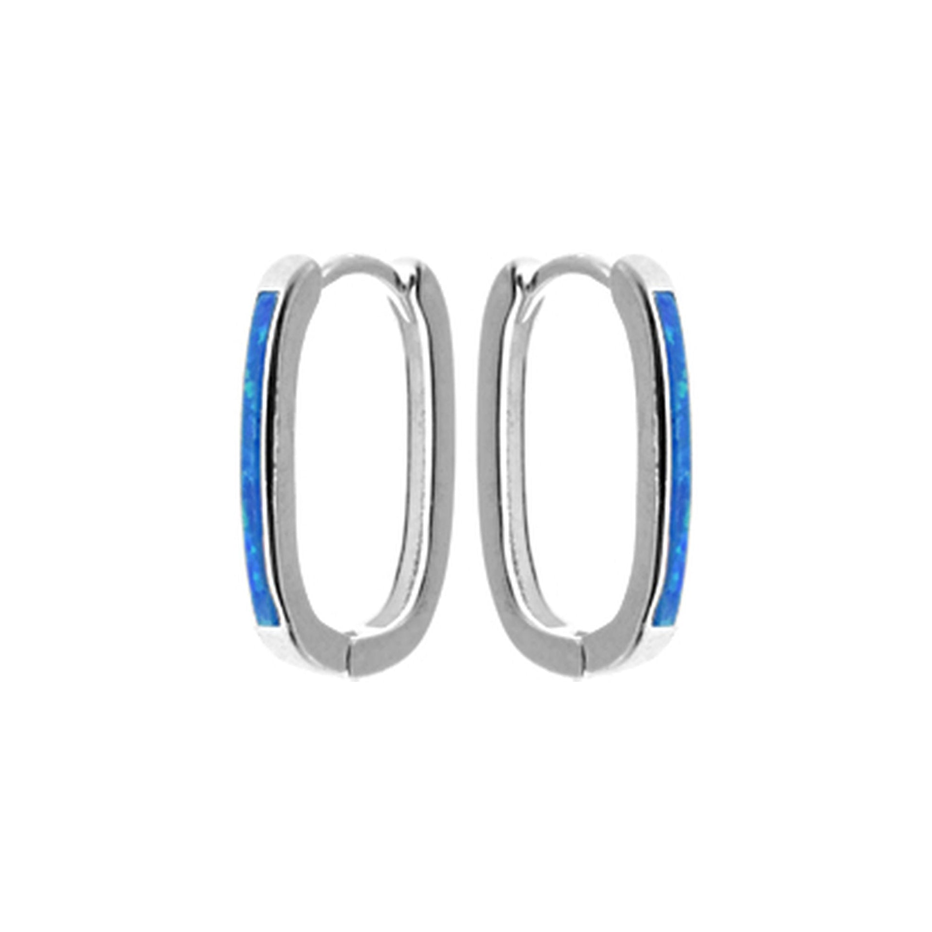 Diana oval blue opal huggies