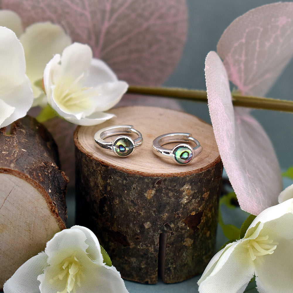 Bronwen simple huggies with round paua shell