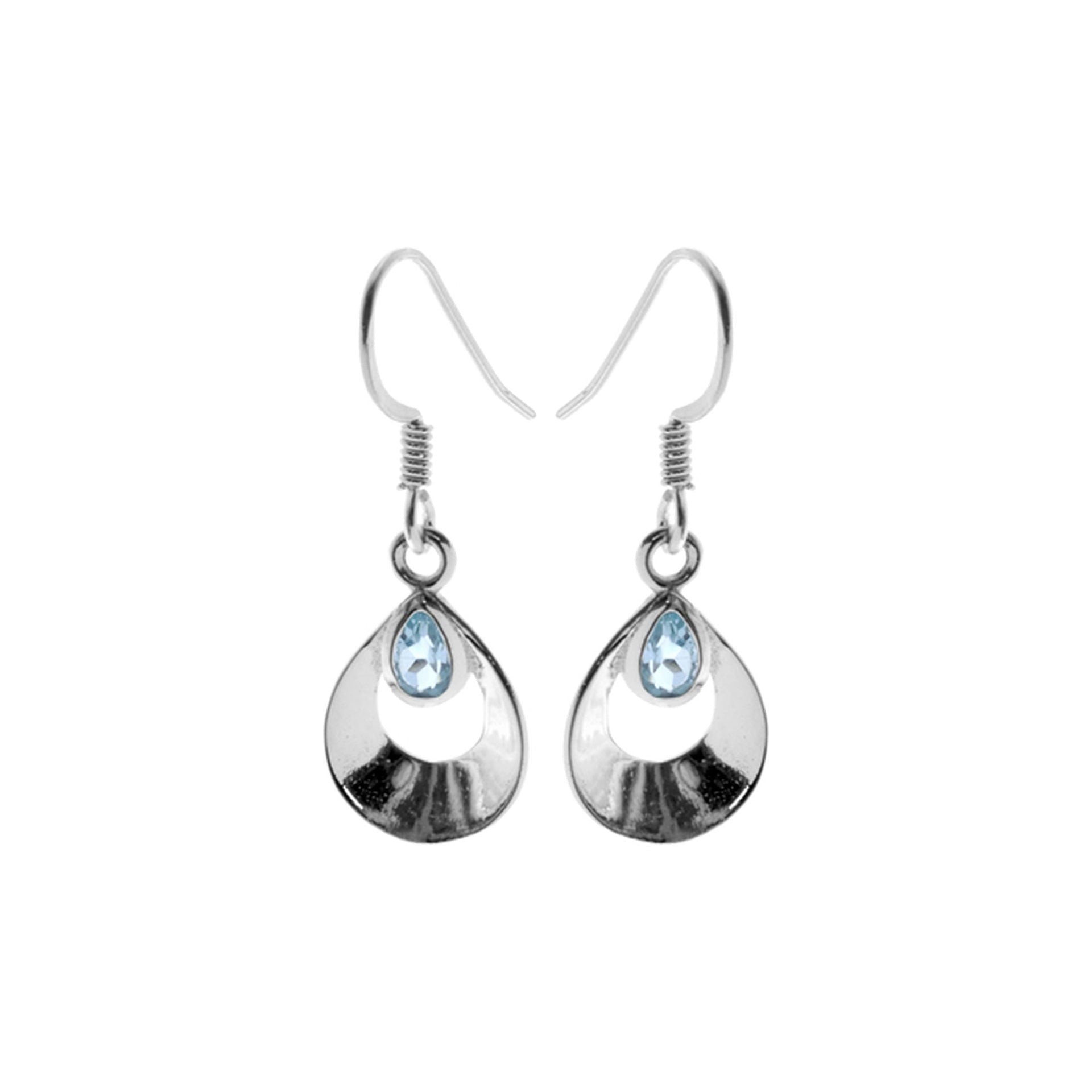 Amy tapered teardrop blue topaz earrings