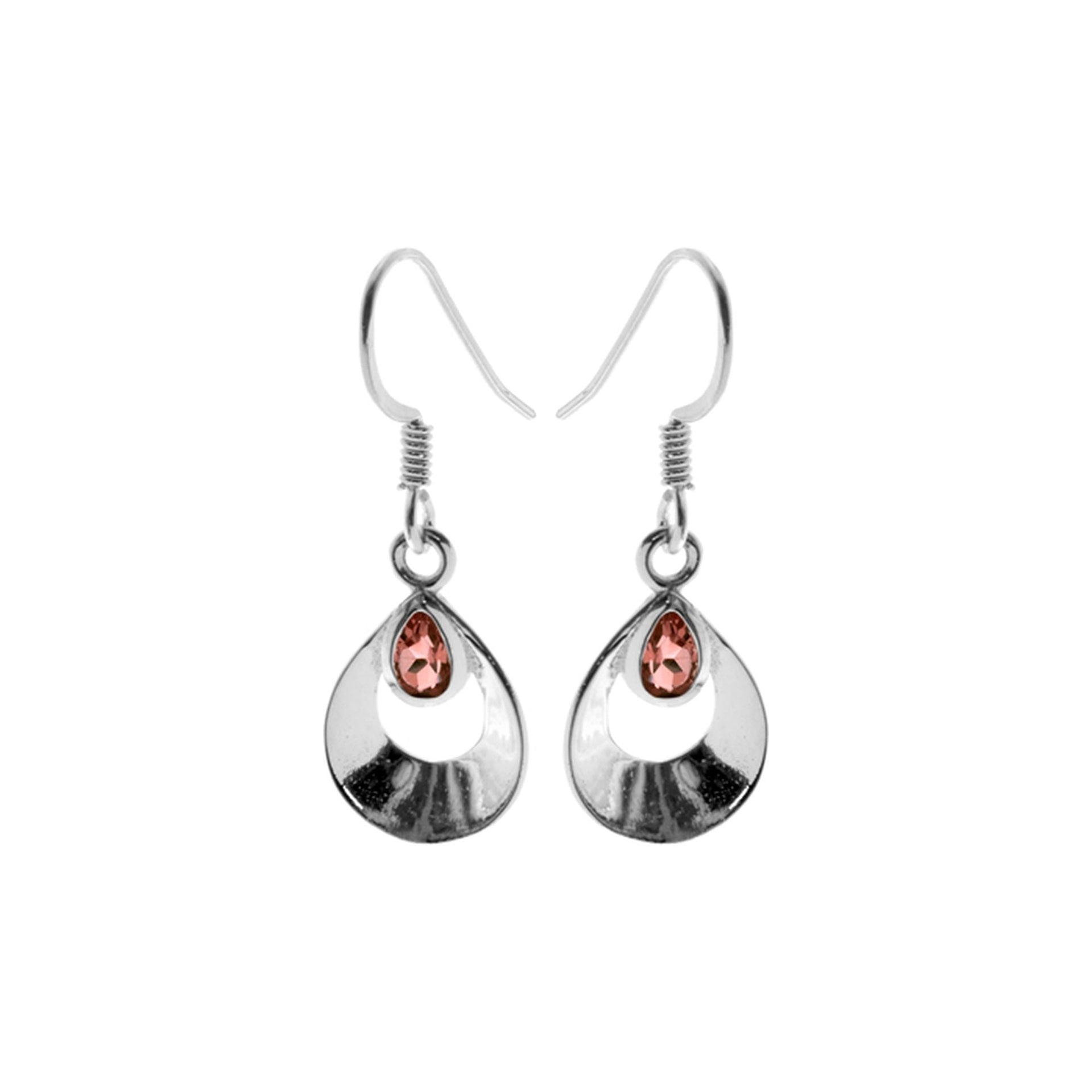 Amy tapered teardrop garnet earrings