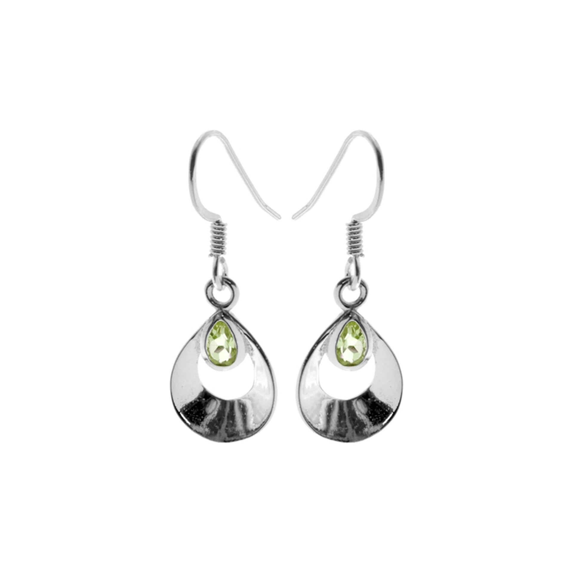 Amy tapered teardrop peridot earrings