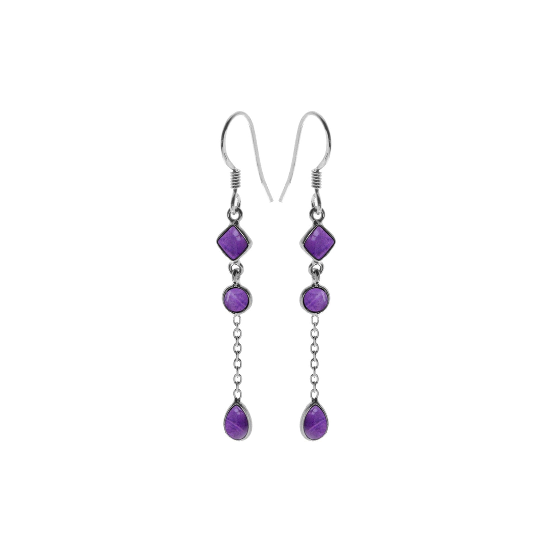 Bridget chain mix amethyst earrings