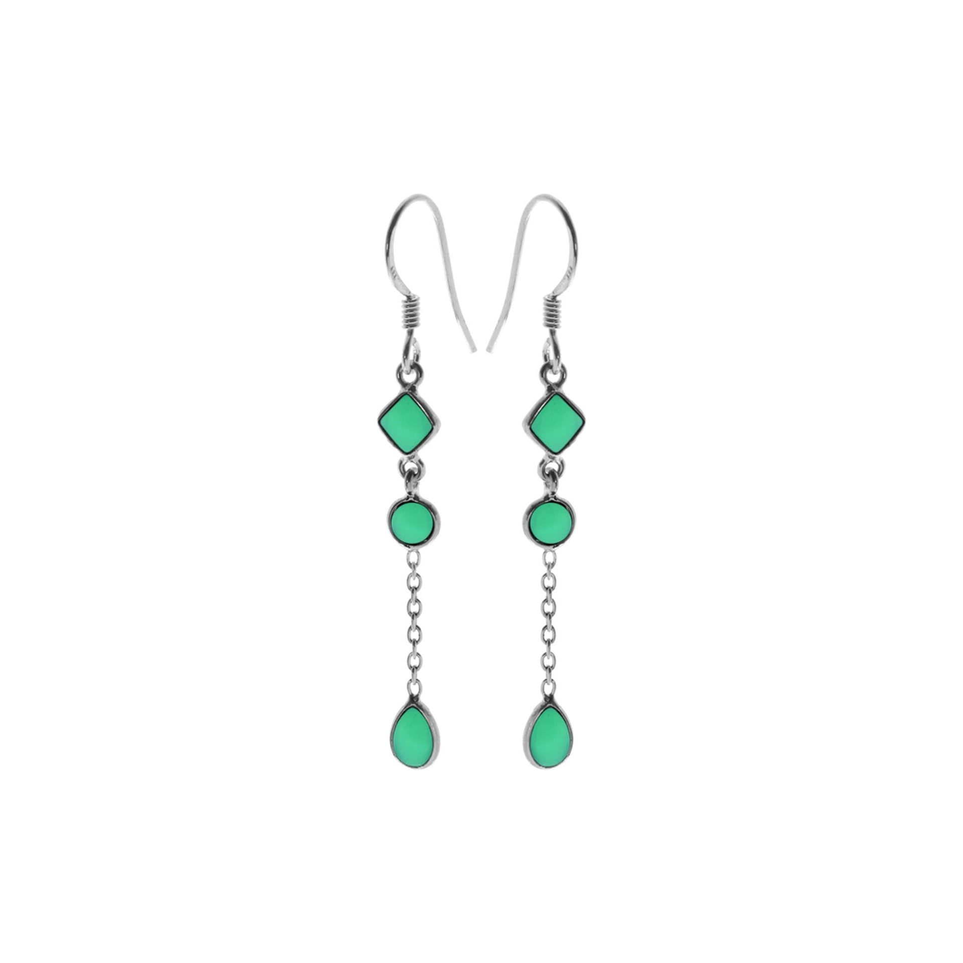 Bridget chain mix green agate earrings