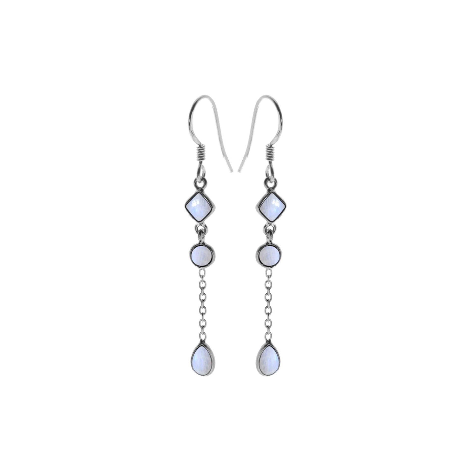 Bridget chain mix rainbow moonstone earrings