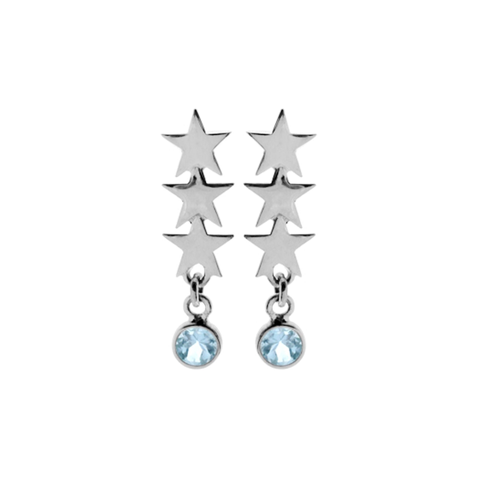 Tilly cascading stars with round blue topaz earrings